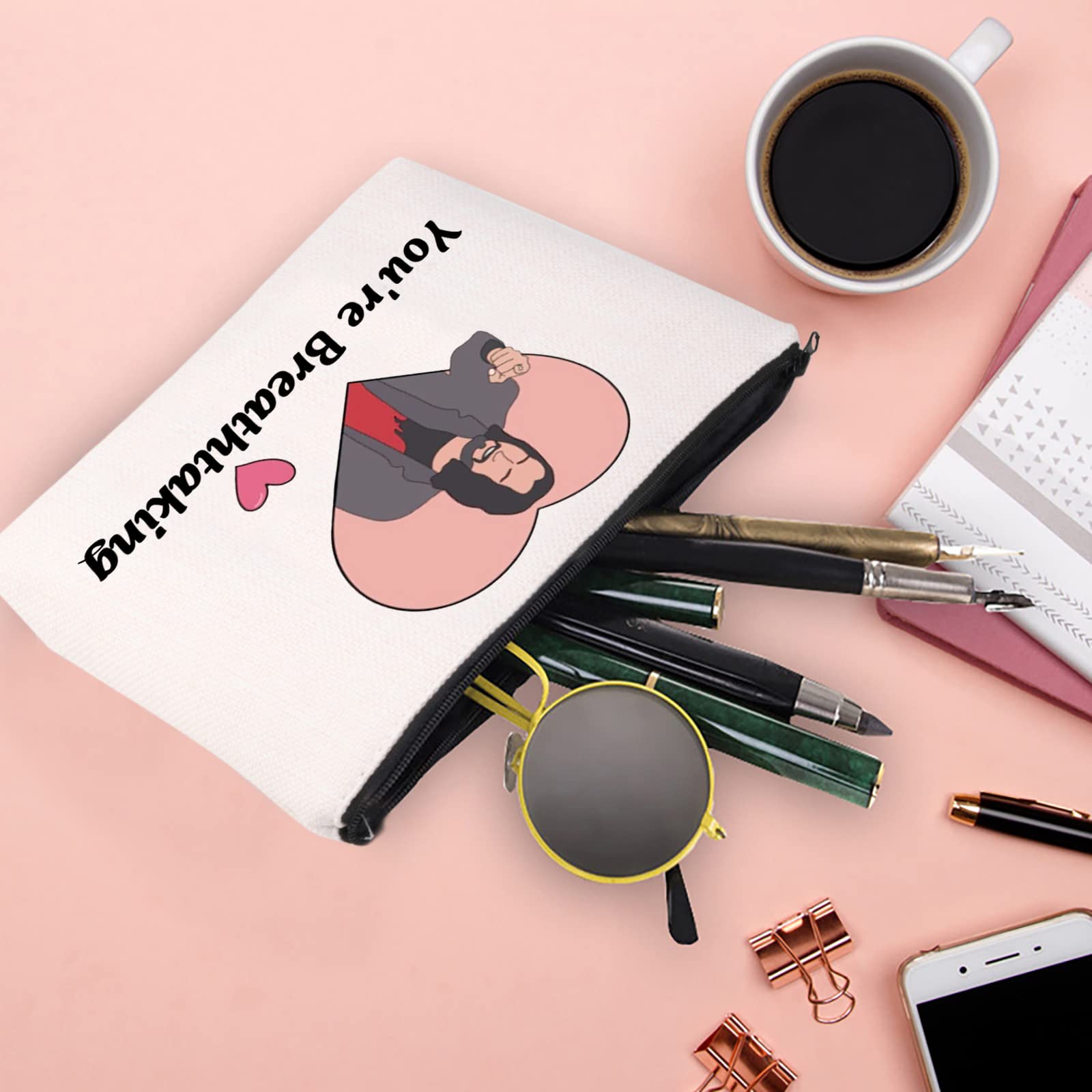 XYANFA Keanu Reeves Themed Makeup Bag - Perfect Gift for Fans, Gamers & Movie Lovers - Durable Zipper Pouch with 'You're Breathtaking' Quote - Ideal for Cosmetics, Travel & Gaming Accessories Storage