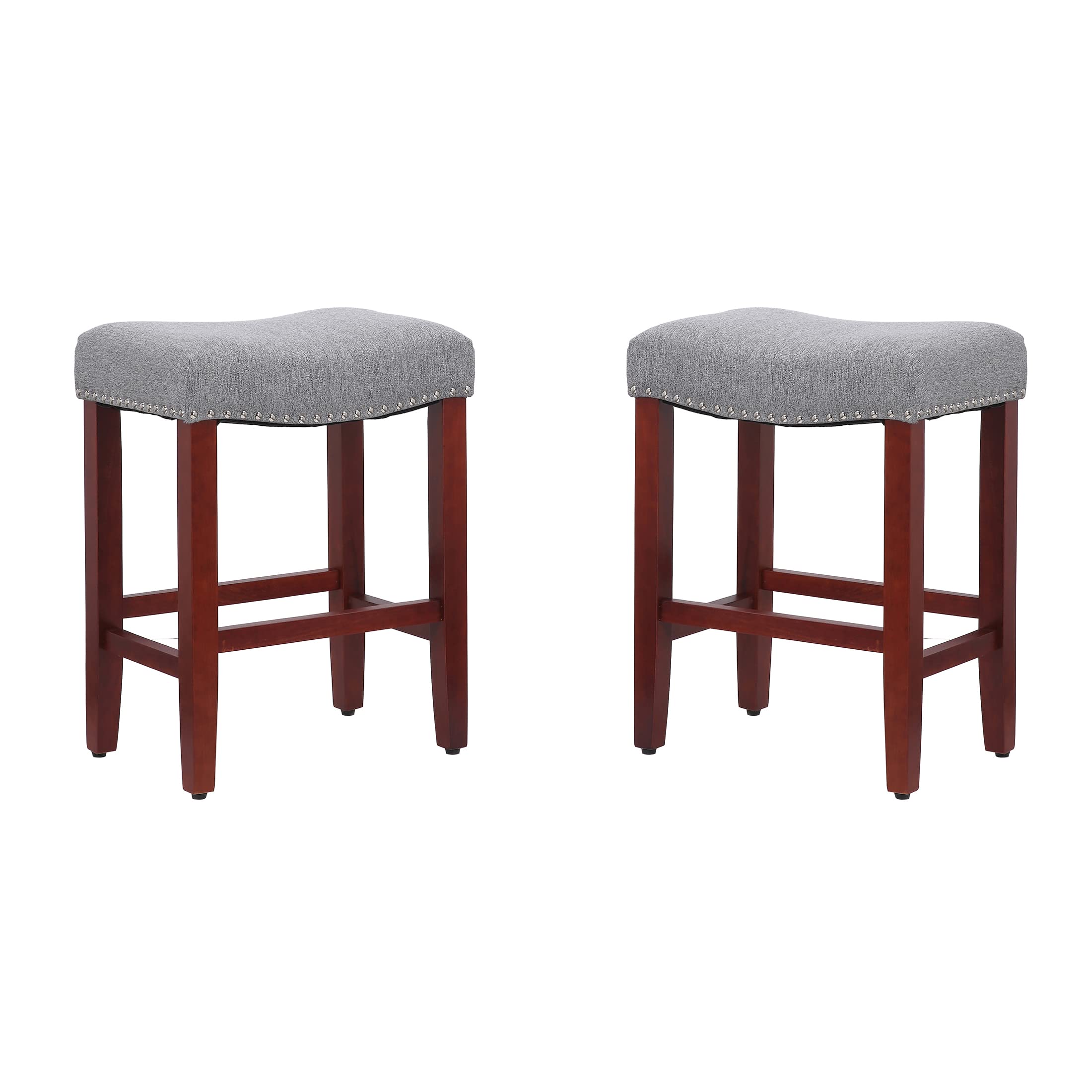 2-Pack Gray Upholstered Counter Stools 24