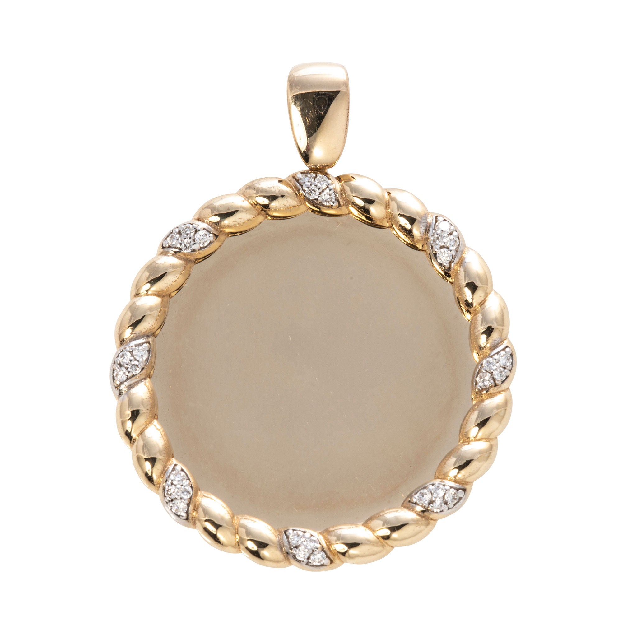 Elegant Mary Diamond Accent Rope Edge Disc Pendant Necklace - Perfect for Weddings, Parties & Special Occasions