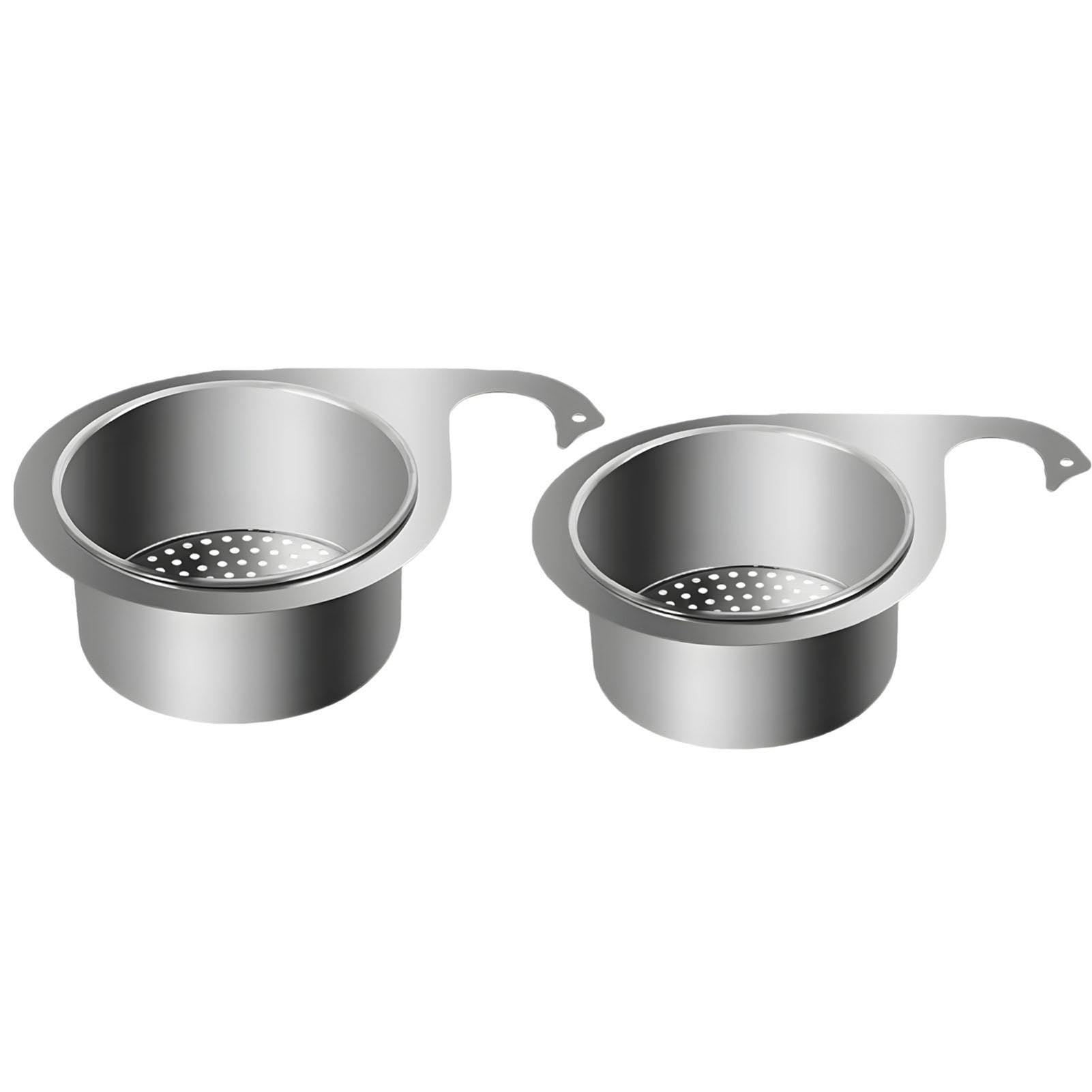 2-Piece Stainless Steel Swan Sink Strainer Basket - Kitchen Corner Drain Filter with Hanging Hook for Faucet - Multi-Functional Food, Fruit & Vegetable Strainer - Perfect for Washing Produce, Draining Pasta & Organizing Kitchen Tools