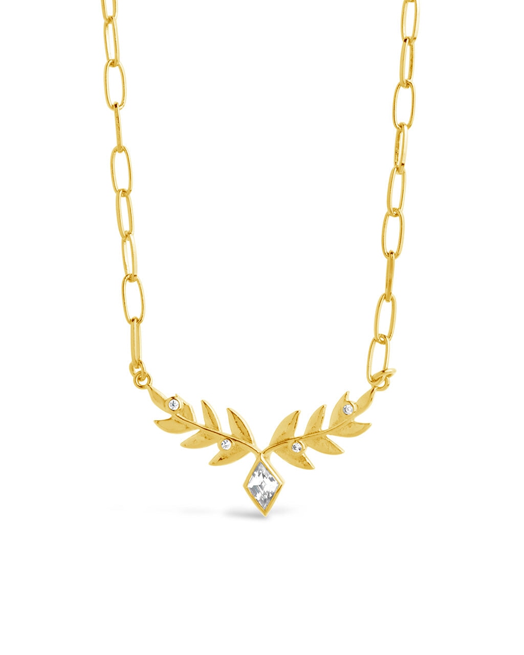 Sicily CZ Leaf Pendant Necklace - Elegant Cubic Zirconia Jewelry for Women, Perfect for Parties, Weddings & Everyday Wear