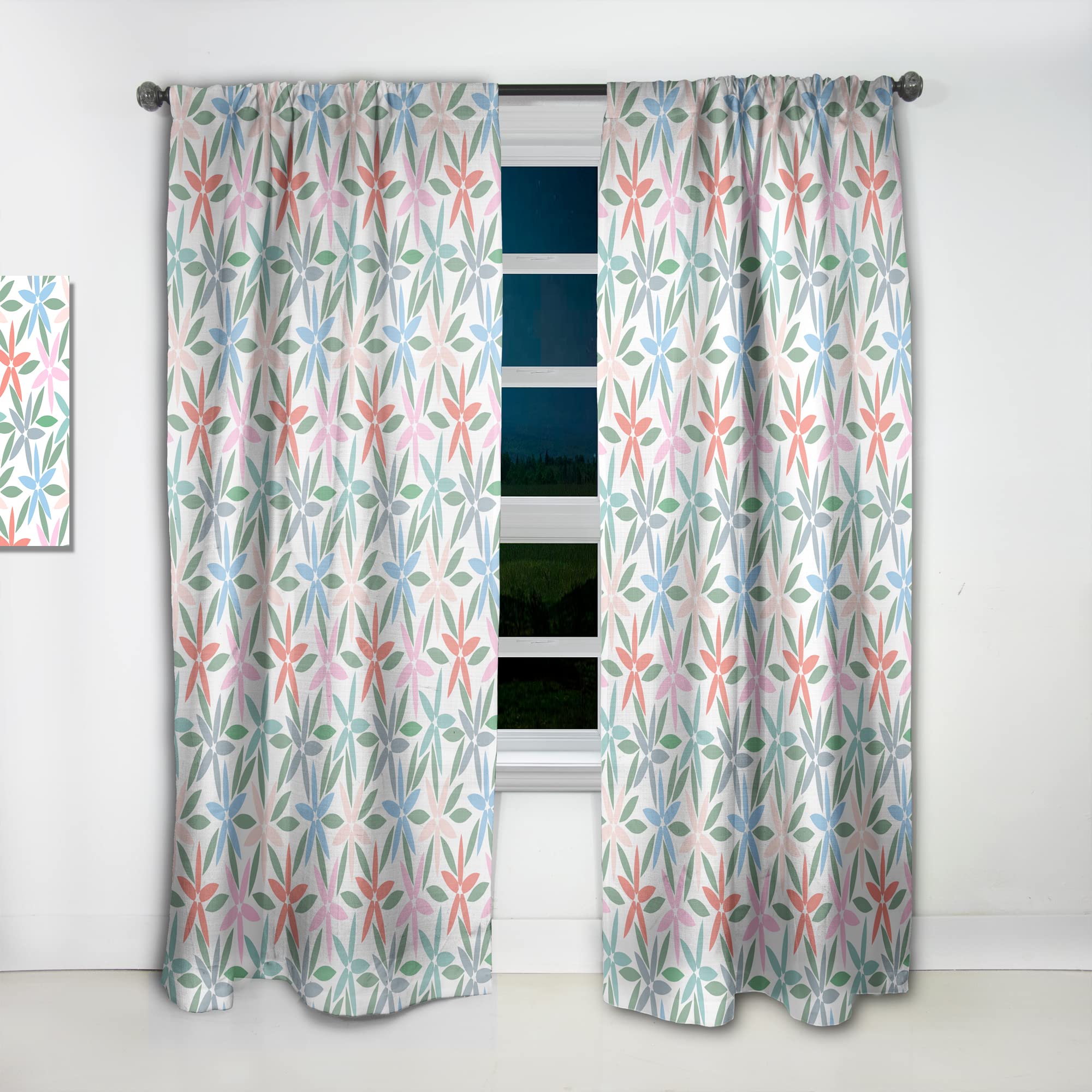 DesignQ Retro Abstract Floral Curtains - Thermal Insulated Single Panel (52x120 inches) for Bedroom & Living Room - Elegant Window Drapes for Home Decor & Light Blocking