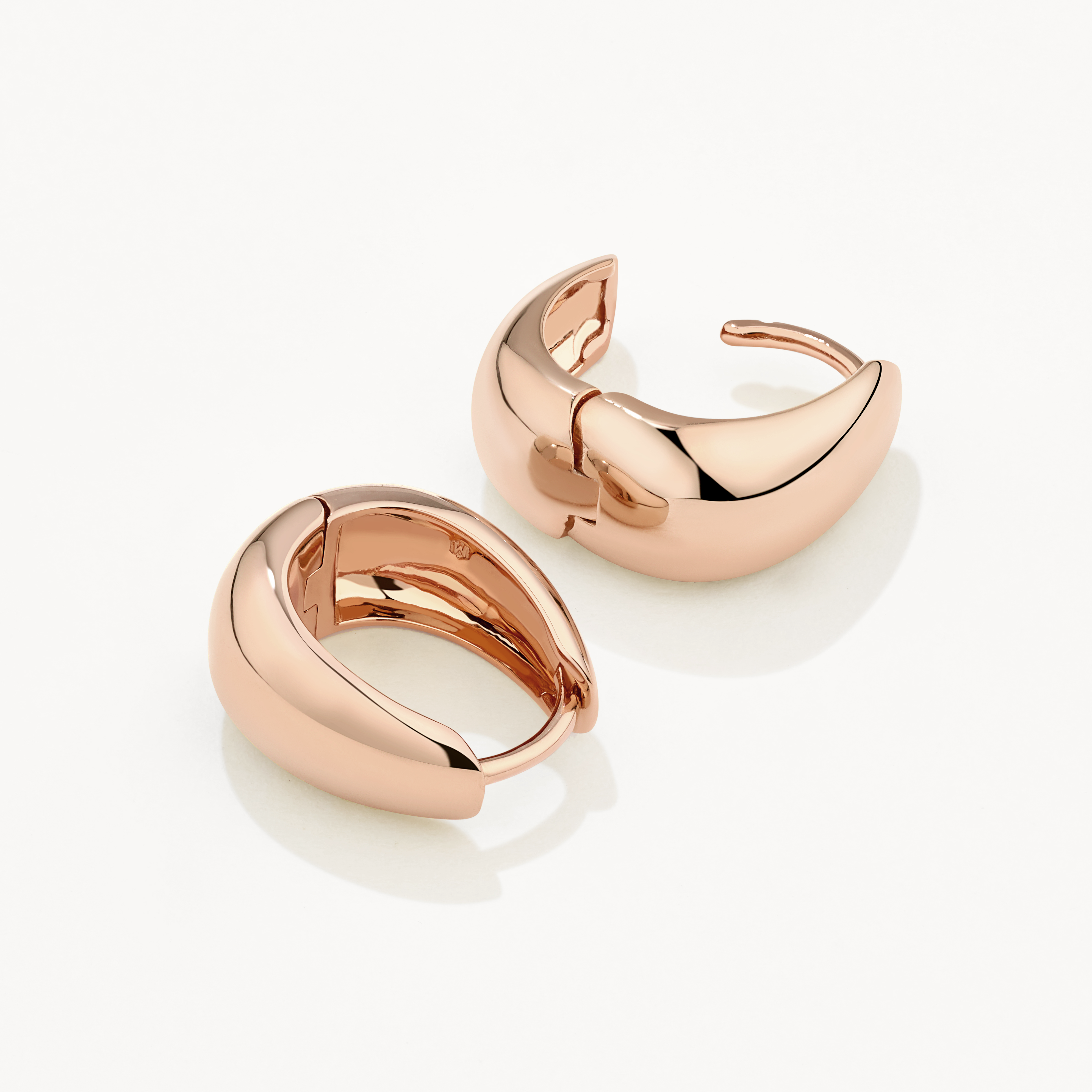 Rose Gold Dome Huggie Hoop Earrings for Women - Minimalist Huggie Hoops for Everyday Wear, Gift Giving & Special Occasions