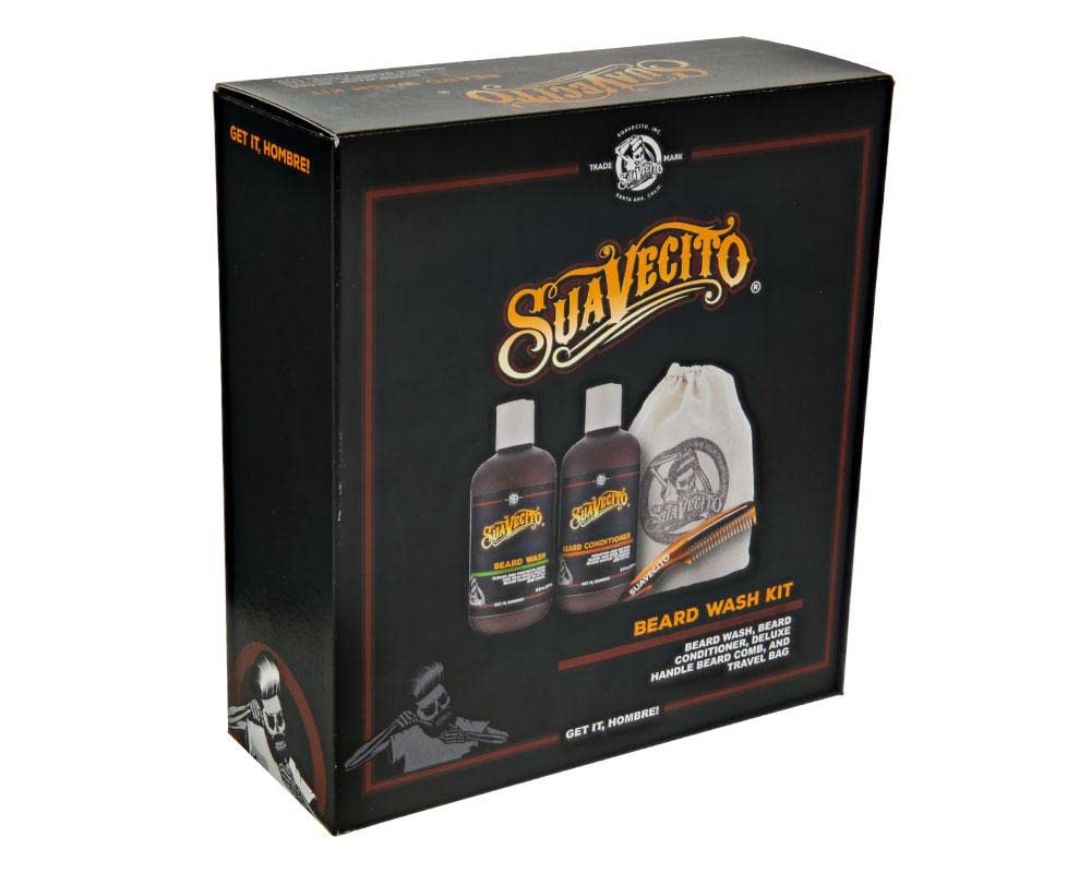 Suavecito Beard Wash Kit with Avocado Oil & Shea Butter - Grooming & Cleansing for Men - Travel Ready