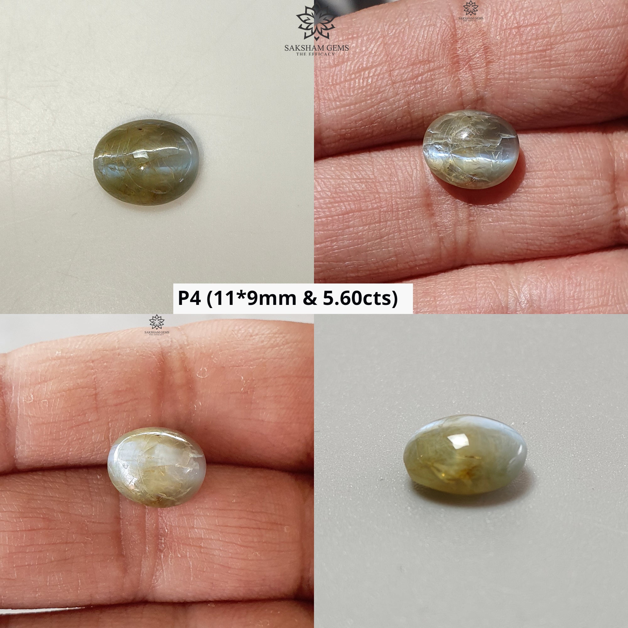 Natural Untreated Chrysoberyl Cat's Eye Gemstone Cabochon - Oval Shape for Jewelry Making (Rings, Pendants & Earrings) - Unheated Healing Stone for Energy Balance & Protection