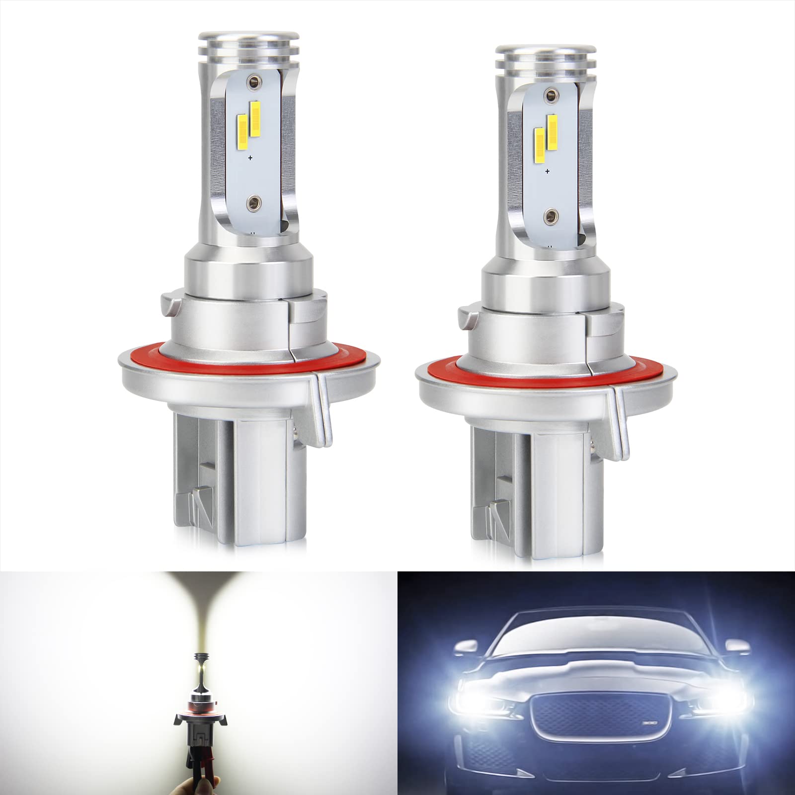 H13 LED Headlight Bulbs - 6500K Cool White, 40W High/Low Beam - for Night Driving