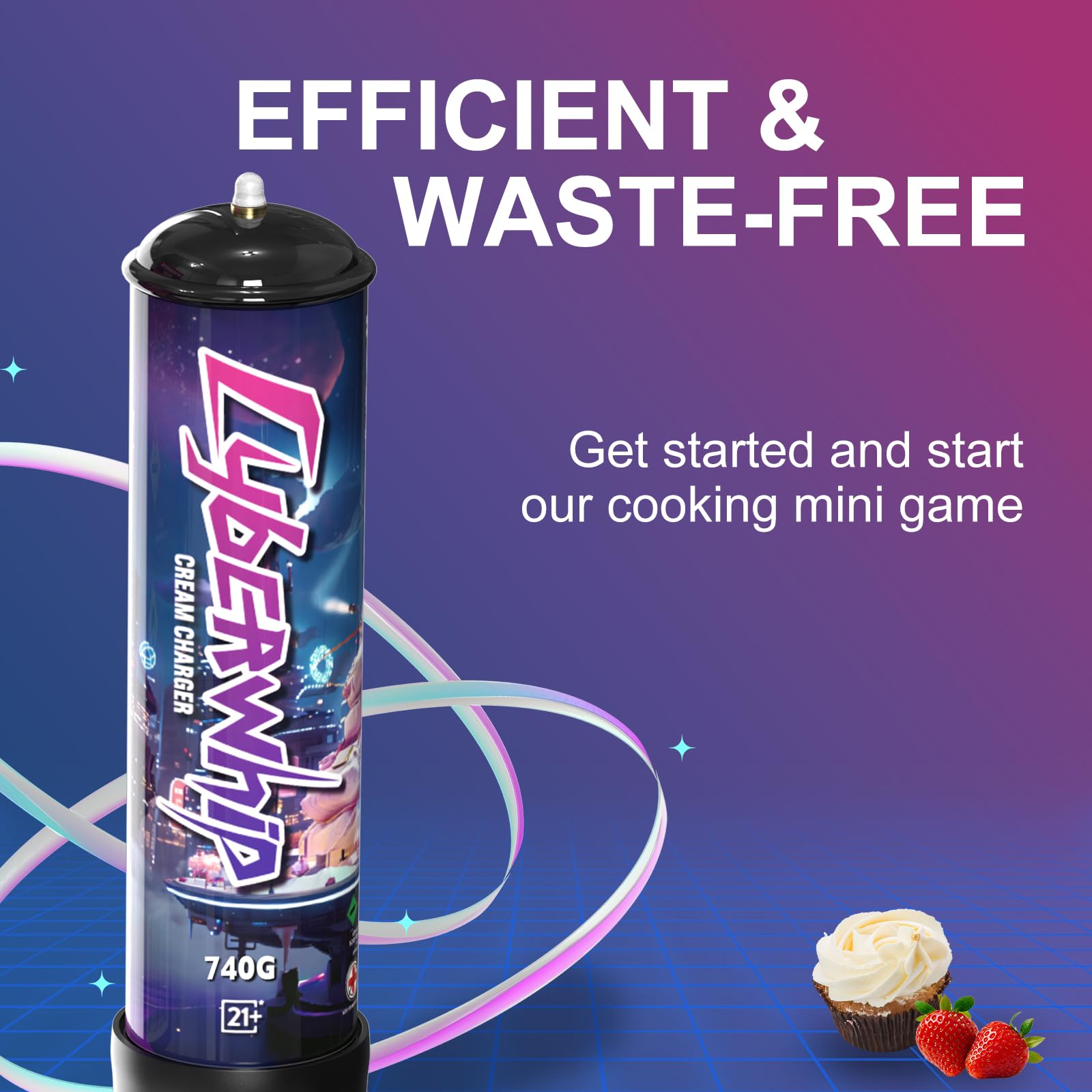 Premium 1.1L Nitrous Oxide (N2O) Whipped Cream Charger - 740g Food Grade Canister for Professional Desserts & Coffee Shops - Perfect for Making Fluffy Whipped Cream, Dessert Toppings & Barista Creations