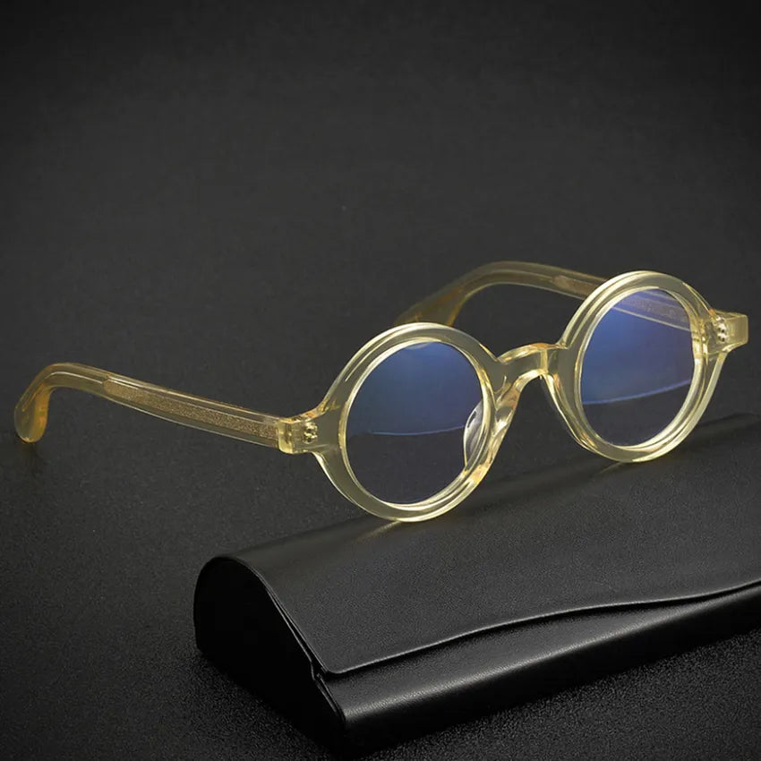 Stylish Black Full Rim Round Acetate Optical Glasses Frame 424221 - Perfect for Reading, Work & Everyday Fashion