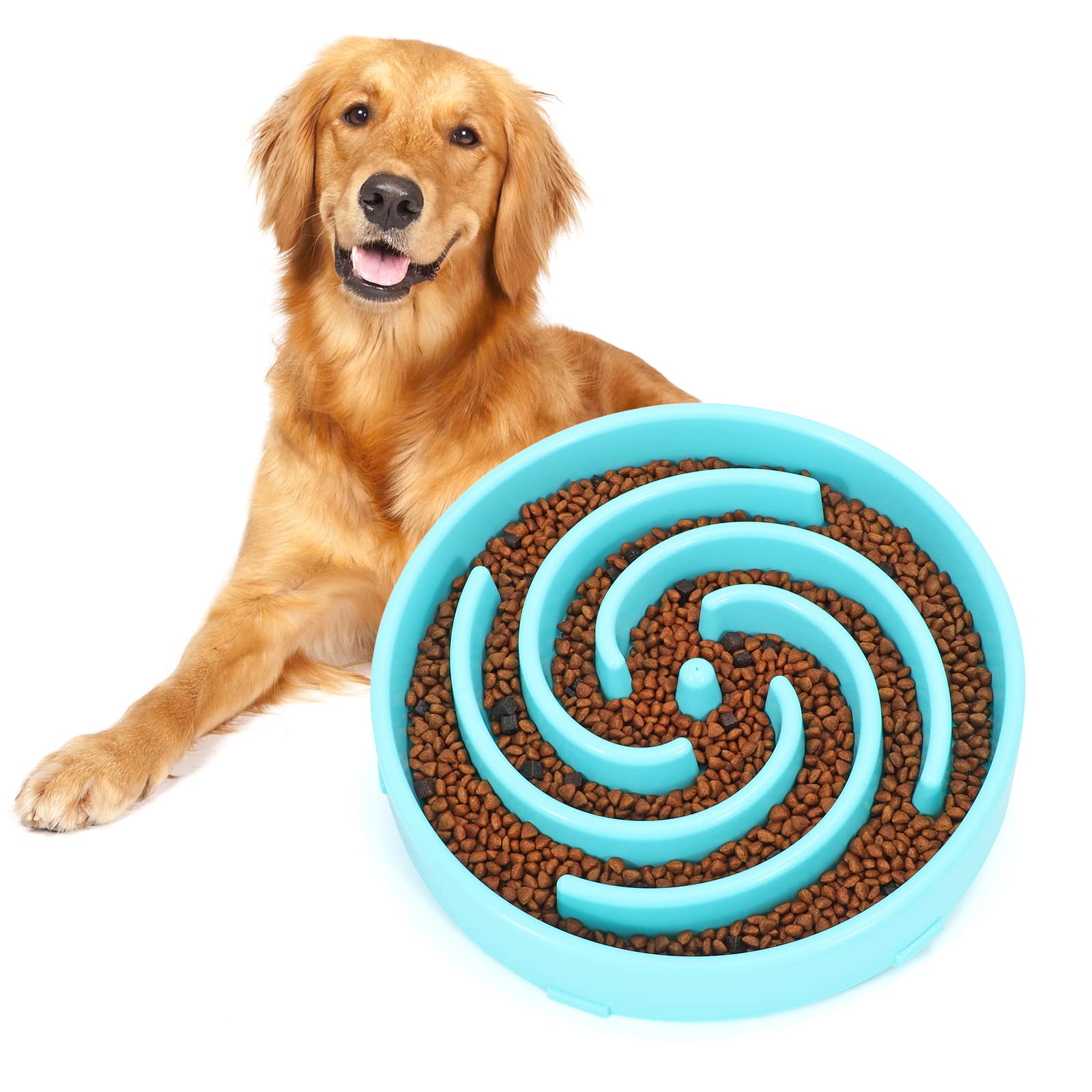 Slow Feeder Dog Bowl for Large & Medium Dogs - Non-Slip Maze Puzzle Design to Prevent Bloat & Choking - Interactive Pet Feeding Dish for Healthy Eating - Perfect for Fast Eaters & Mealtime Enrichment - Blue