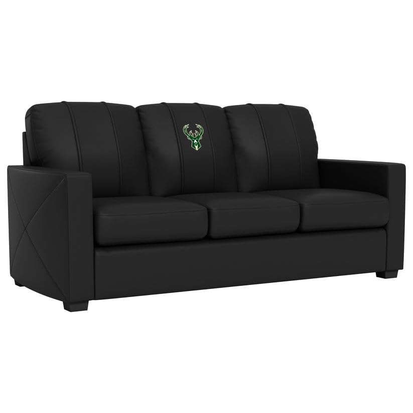 Milwaukee Bucks Logo Stationary Sofa - Comfortable NBA Fan Furniture for Living Room, Game Room & Man Cave