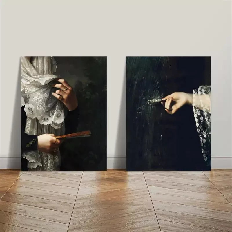 2-Piece Vintage Melancholic Portrait Canvas Art Set - 50x75cm Framed Wall Decor, High-Quality Print, 100% Australian Made, Ready to Hang - Perfect for Living Room, Bedroom & Office Decor
