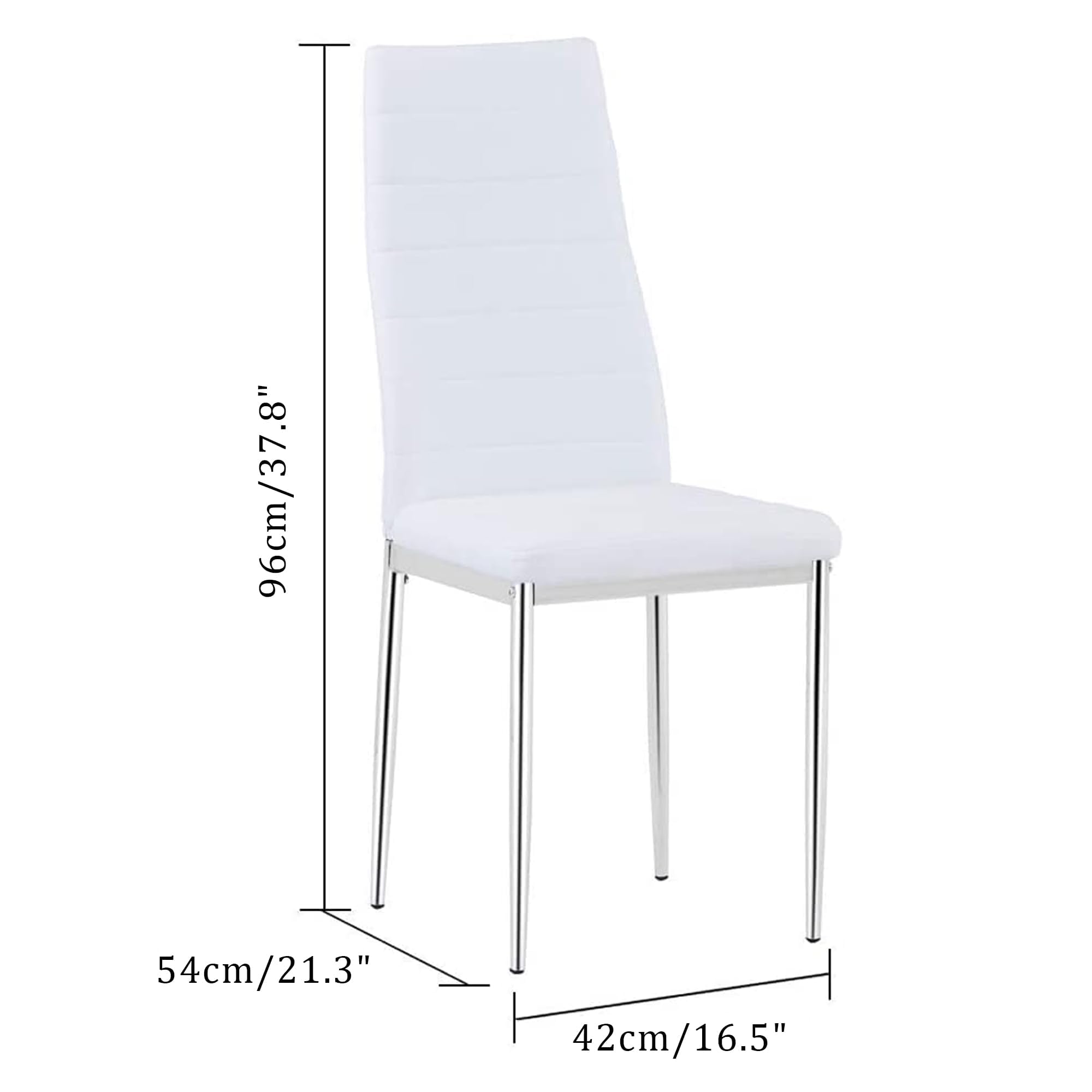 5-Piece Tempered Glass Dining Table Set for 4 with Upholstered Chairs - Modern Kitchen & Dining Room Furniture (Silver Table & White Chairs) | Perfect for Family Meals, Dinner Parties & Small Space Apartments