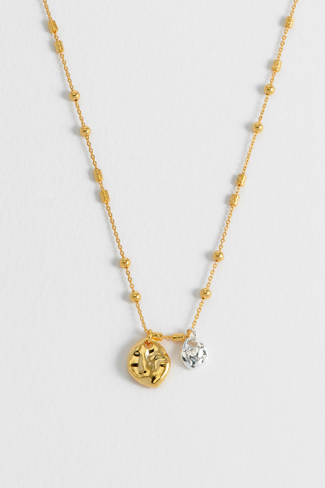 Triple Beaded Chain & Molten Pebbles Necklace for Women - Elegant Layered Jewelry for Casual Wear, Date Night & Special Occasions