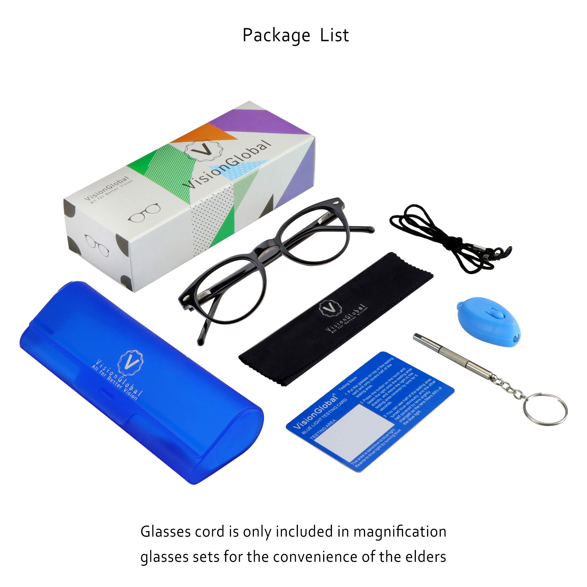 VisionGlobal Blue Light Blocking Glasses for Women & Men - Anti Eye Strain Computer Glasses, Gaming & Reading Glasses for Office Work, Screen Time & Digital Device Use