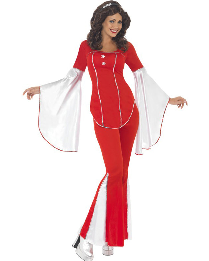 70s Red Super Trooper Women's Halloween Costume - Retro Disco Party Outfit for Cosplay & Theme Parties