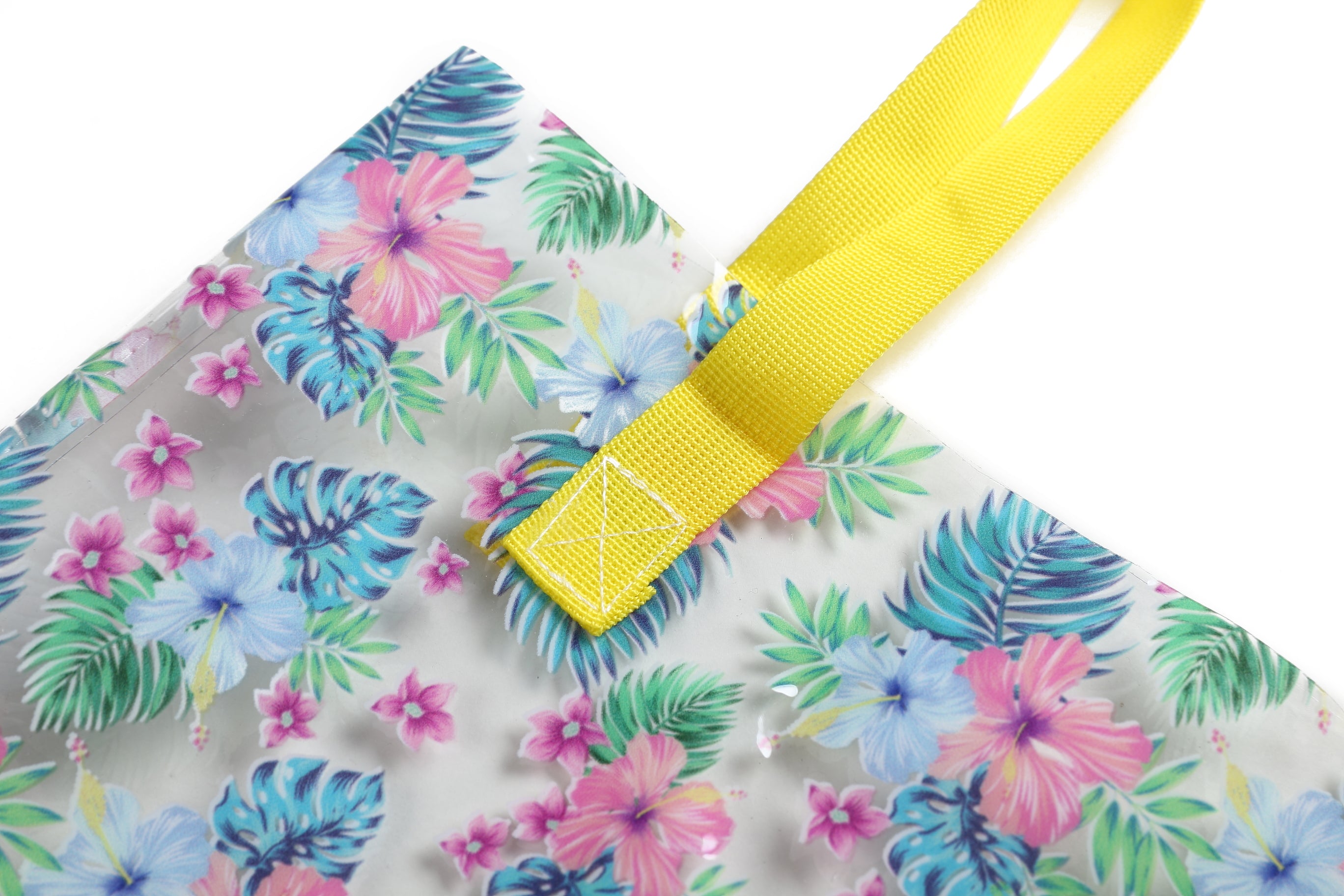 Clear Tote Bag for Everyday Use - Hawaii Monstera Leaf Print in Blue - Perfect for Beach, Shopping, and Work Commute