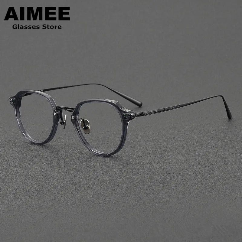 Aimee Women's Full Rim Oval Square Titanium Acetate Eyeglasses Frame 49024 - Lightweight & Durable Eyewear for Work, Reading & Fashion