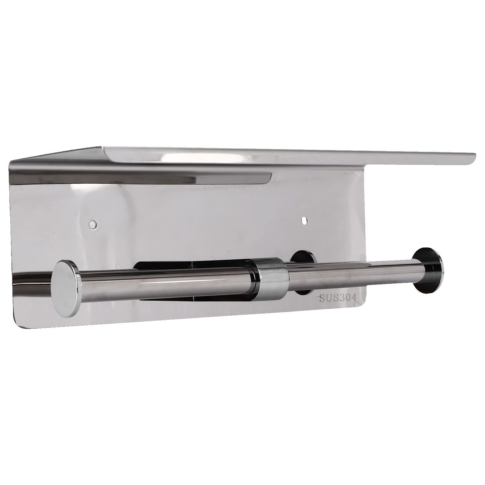 Stainless Steel Wall Mounted Toilet Paper Holder - Dual End Bathroom & Kitchen Tissue Roll Dispenser for Home, RV, Office Use