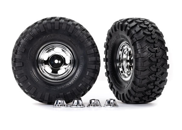 2.2 x 5.3 Inch Chrome Tires & Wheels Set of 2 - Perfect for RC Cars, Drones, and DIY Toy Vehicles