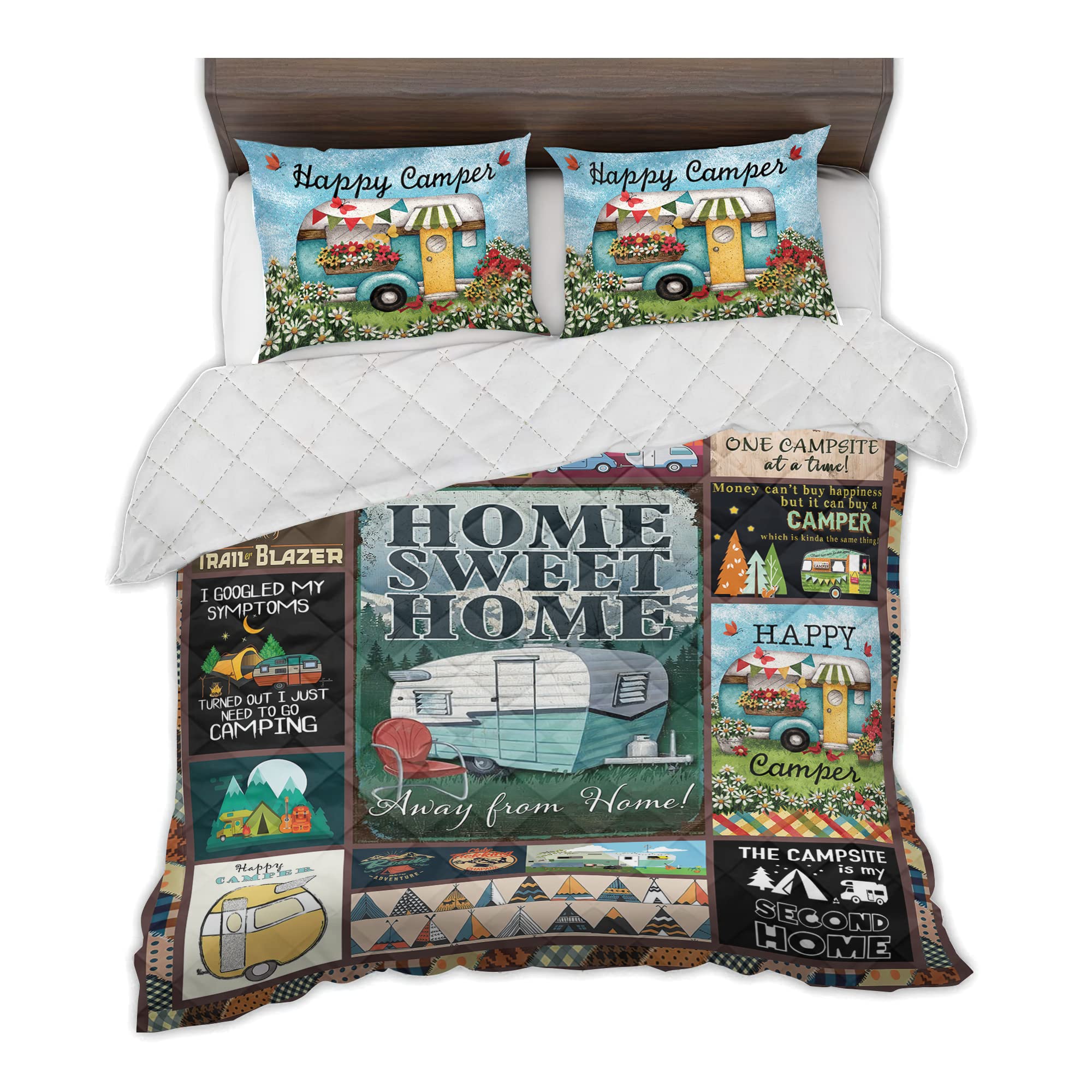 Premium Camping Bed Set - King Size (91x102 inches) Comfortable Outdoor Bedding for Adults & Teens | Waterproof & Durable Camper Quilts, Sheets & Bed Cover | Perfect for Camping, RV Trips & Outdoor Adventures | Ideal for Boys, Girls & Family Camping Gear