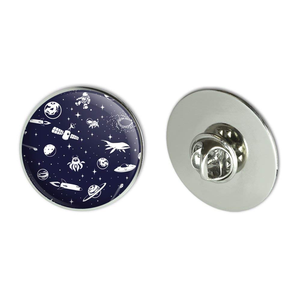 1.1 Inch Space Themed Tie Tack Lapel Pin with Stars, Planets & Ships - Perfect for Suits, Blazers & Formal Events