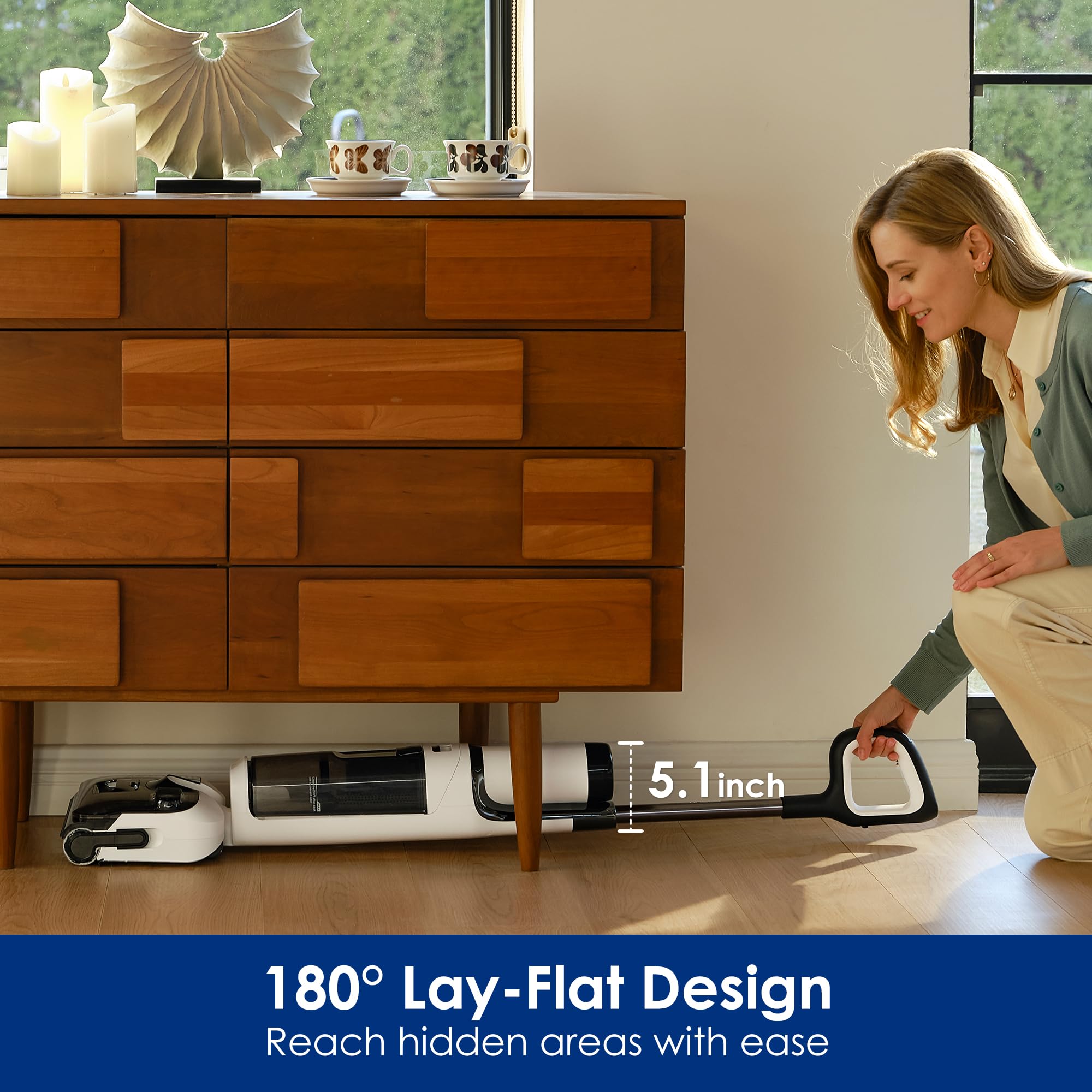 Tineco Floor ONE Stretch S6 Cordless Wet Dry Vacuum Cleaner | 180° Lay-Flat Smart Vacuum Mop | 40 Min Runtime | 158°F Flashdry Self-Cleaning | Dual-Sided Edge Cleaning | Lightweight Floor Cleaner for Hardwood, Tile & Pet Hair | Perfect for Home, Office & Quick Spill Cleanup