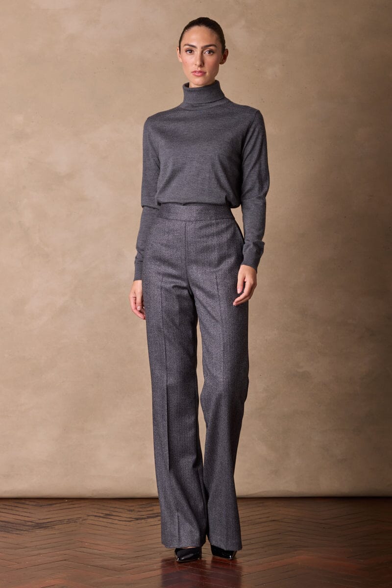 Laura Pant Charcoal Herringbone - Women's Classic Trousers for Office & Business Casual Wear | Comfortable Stretch Fabric | Professional Work Pants for Everyday Style