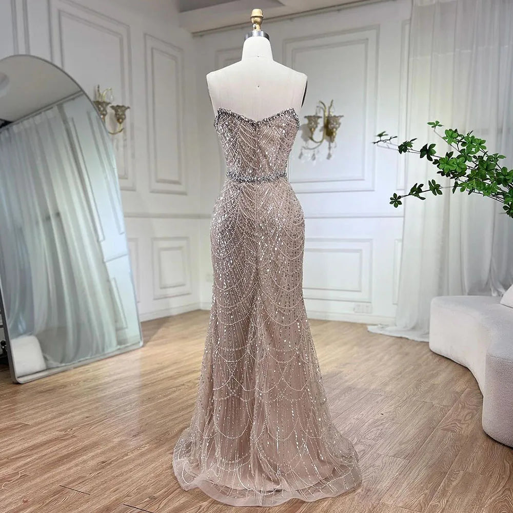 Luxury Nude Mermaid Evening Dresses with Beaded Design for Women - Arabic Wedding Gowns & Party Dresses 2025 Collection | Perfect for Weddings, Galas & Formal Events