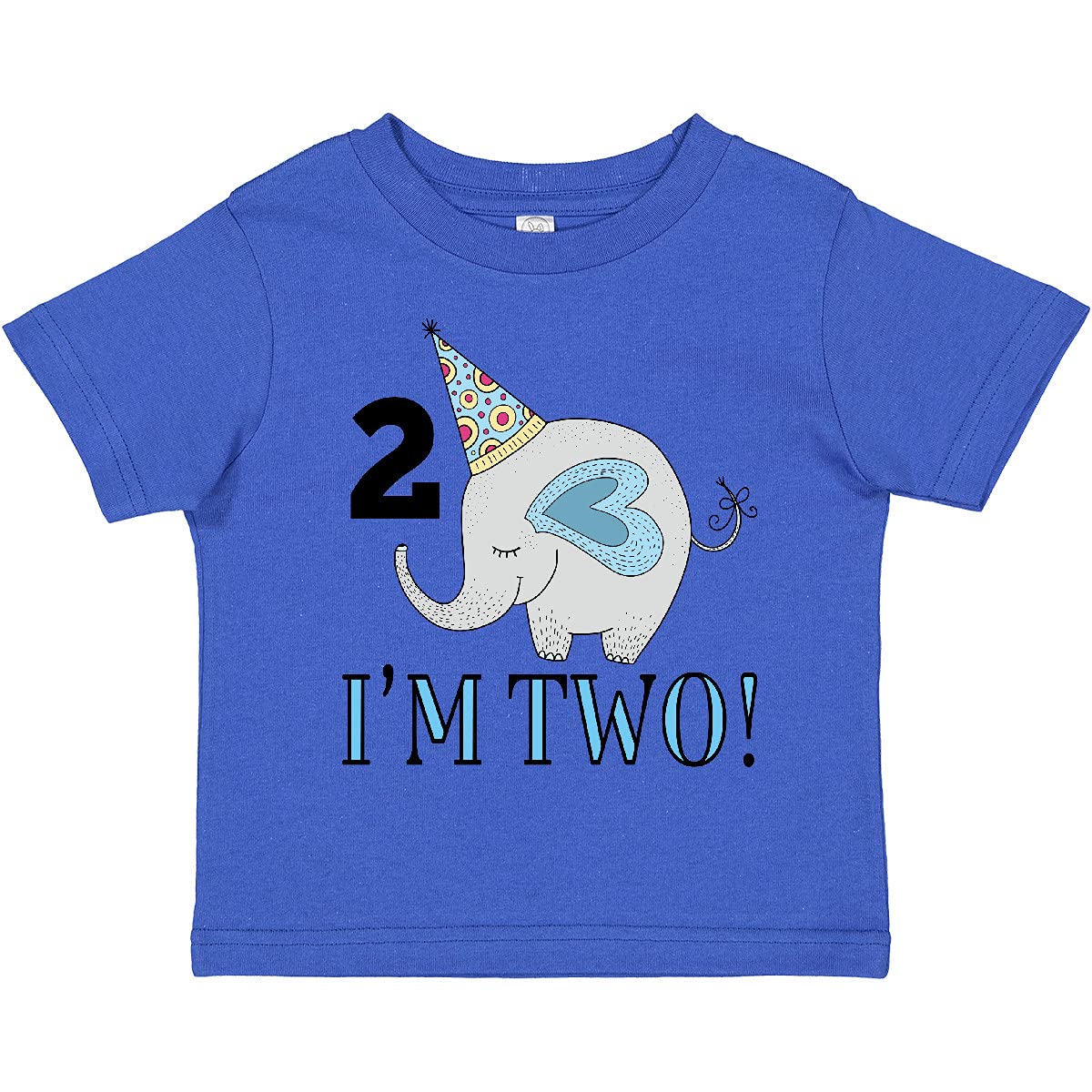 Inktastic 2nd Birthday Cute Elephant Graphic Toddler T-Shirt for 2 Year Old Boys & Girls - Perfect Birthday Outfit & Gift for Toddler Parties & Celebrations