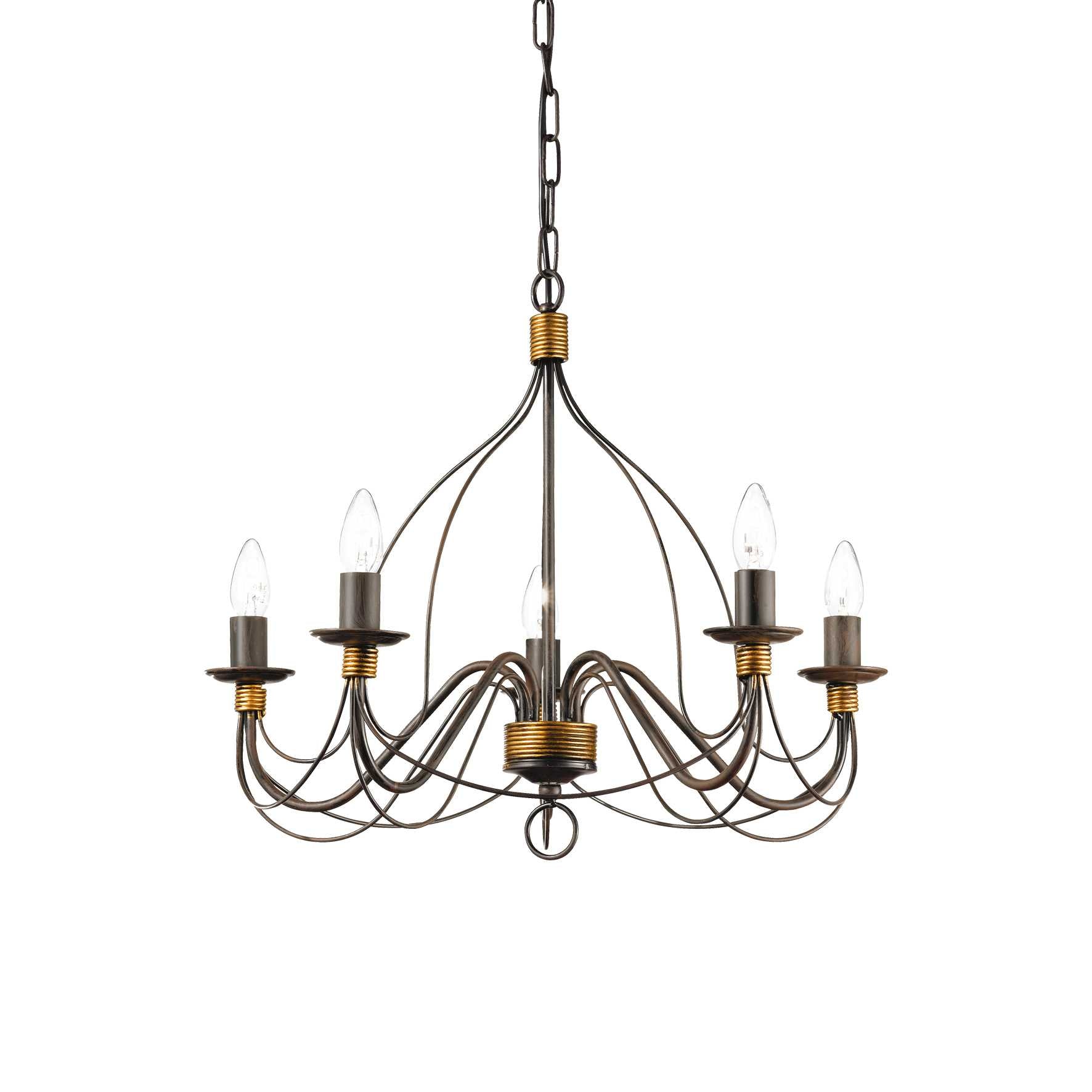 5/8/12 Light Chandelier in White & Rust Finish - Elegant Dining Room & Bedroom Lighting Fixture