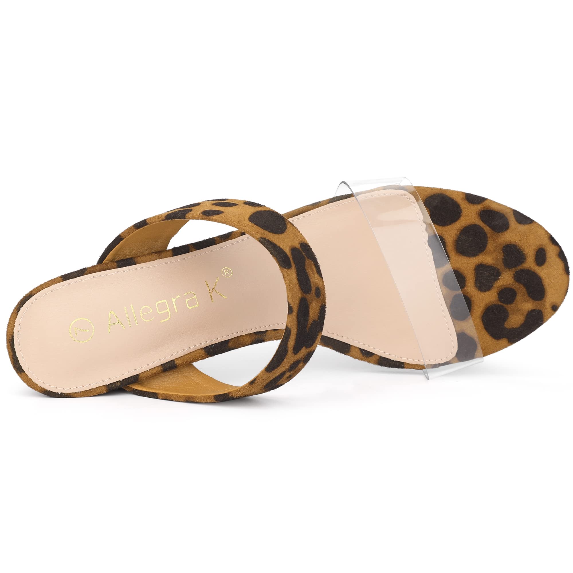 Allegra K Women's Block Heel Slide Sandals with Dual Clear Straps - Comfortable Summer Dress Shoes for Weddings, Parties & Office Wear