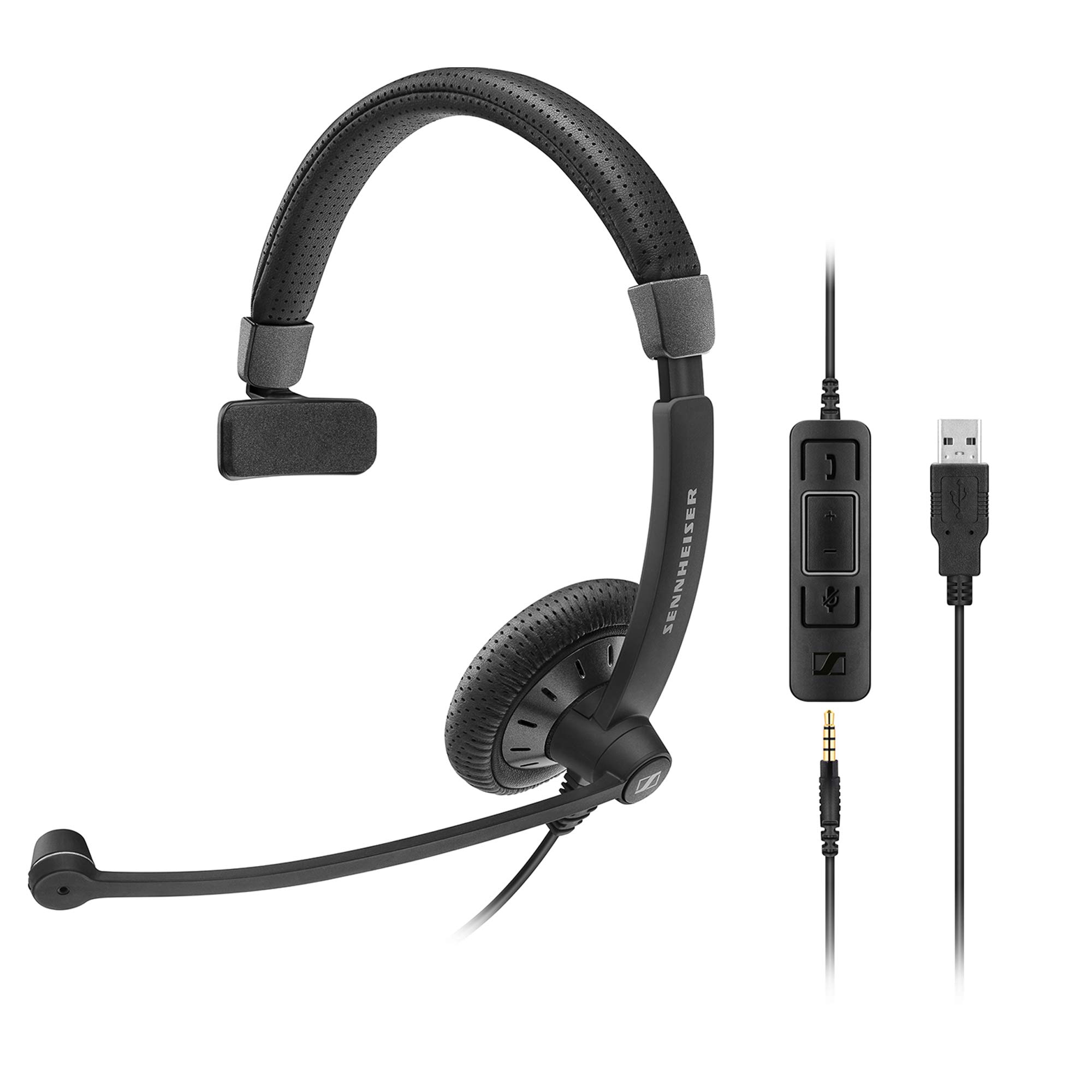 Samsung SC 45 USB MS (507083) Single-Sided Business Headset with Noise-Cancelling Mic - HD Sound for Skype, Mobile, Tablet, PC - Perfect for Remote Work & Online Meetings (Black)