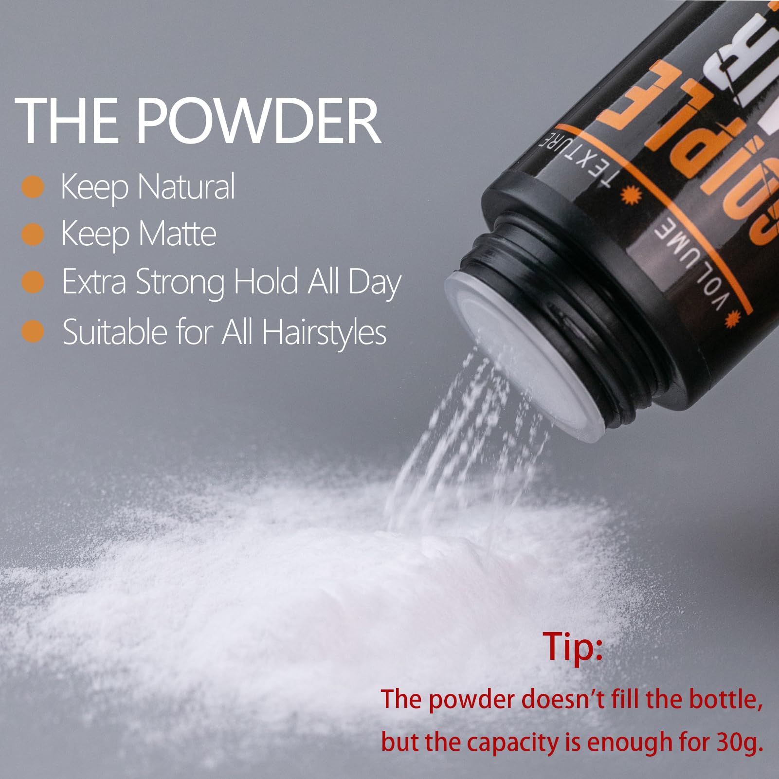 Natural Volumizing & Texturizing Hair Powder for Men - 1.05oz Lightweight Styling Powder with Flexible Hold, No Oil, Grease or Residue - Perfect for Everyday Styling, Messy Looks and Adding Volume to Thin Hair