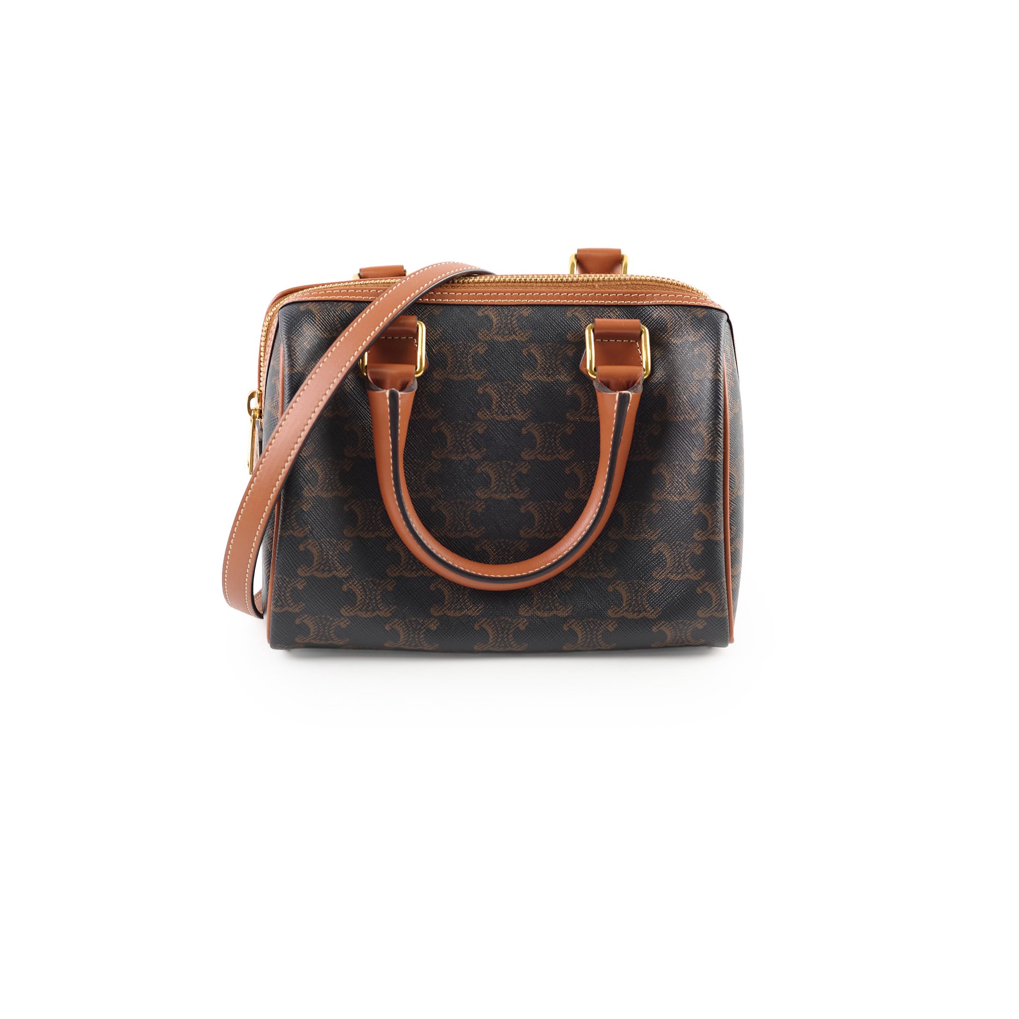 Celine Small Boston Bag in Triomphe Canvas - Luxury Crossbody Shoulder Bag for Women | Perfect for Work, Travel & Everyday Use