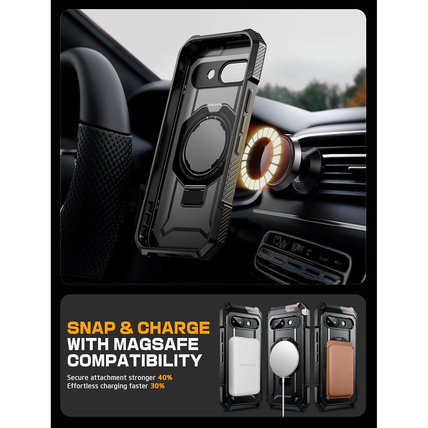 Google Pixel 9a UB Grip Protective Phone Case - Shockproof & Anti-Slip Cover for Pixel 9a - Perfect for Outdoor Activities, Work & Daily Use (Black)