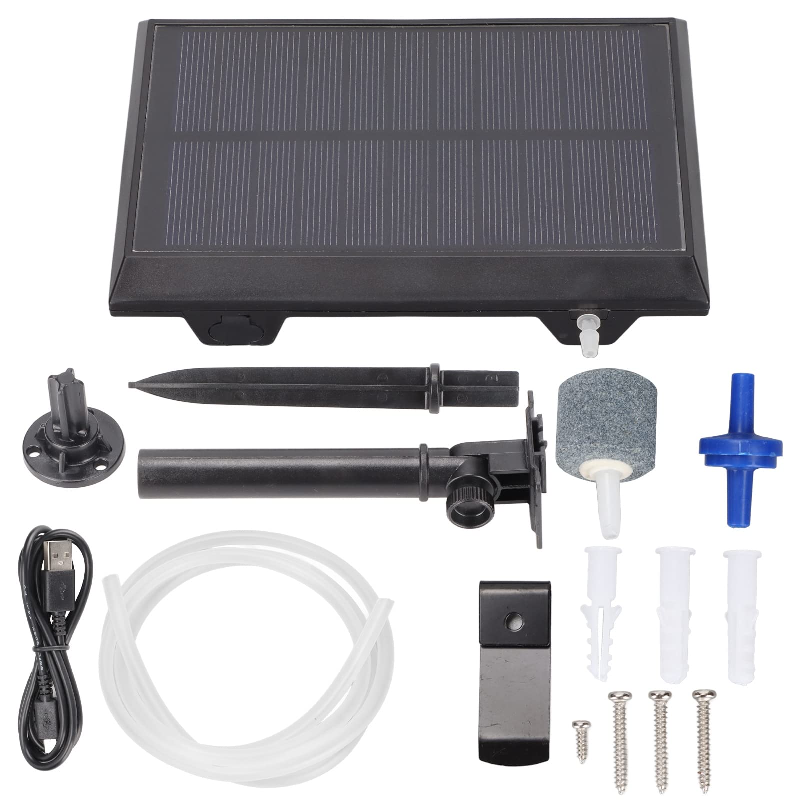 Solar Powered Air Pump for Fish Tank & Outdoor Pond - Oxygen Aerator with Bubble Stone & Aquarium Tubing - Ideal for Gardening, Water Circulation, Small Ponds & Landscape Decoration - Perfect for Backyard Water Features & Aquarium Oxygenation