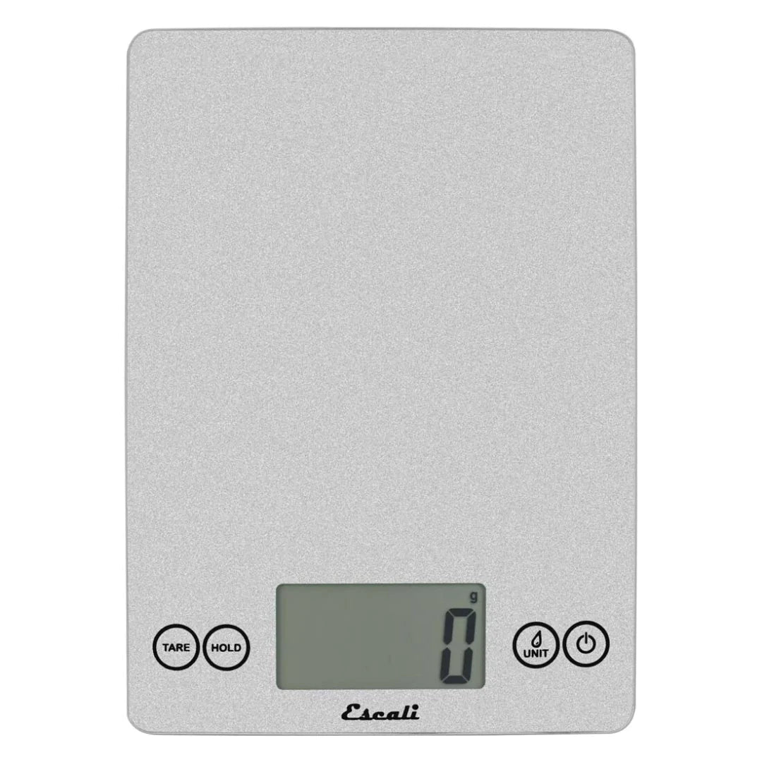 Escali Arti Glass Digital Kitchen Scale - Precise Food Weighing in Shiny Silver - Perfect for Baking, Cooking, and Meal Prep