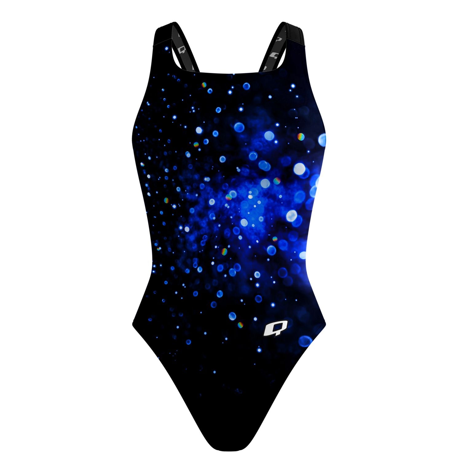 Sparkle Burst Blue Classic Strap Swimsuit for Women - One Piece Bathing Suit with Adjustable Straps & Comfortable Fit - Perfect for Beach, Pool & Summer Vacations