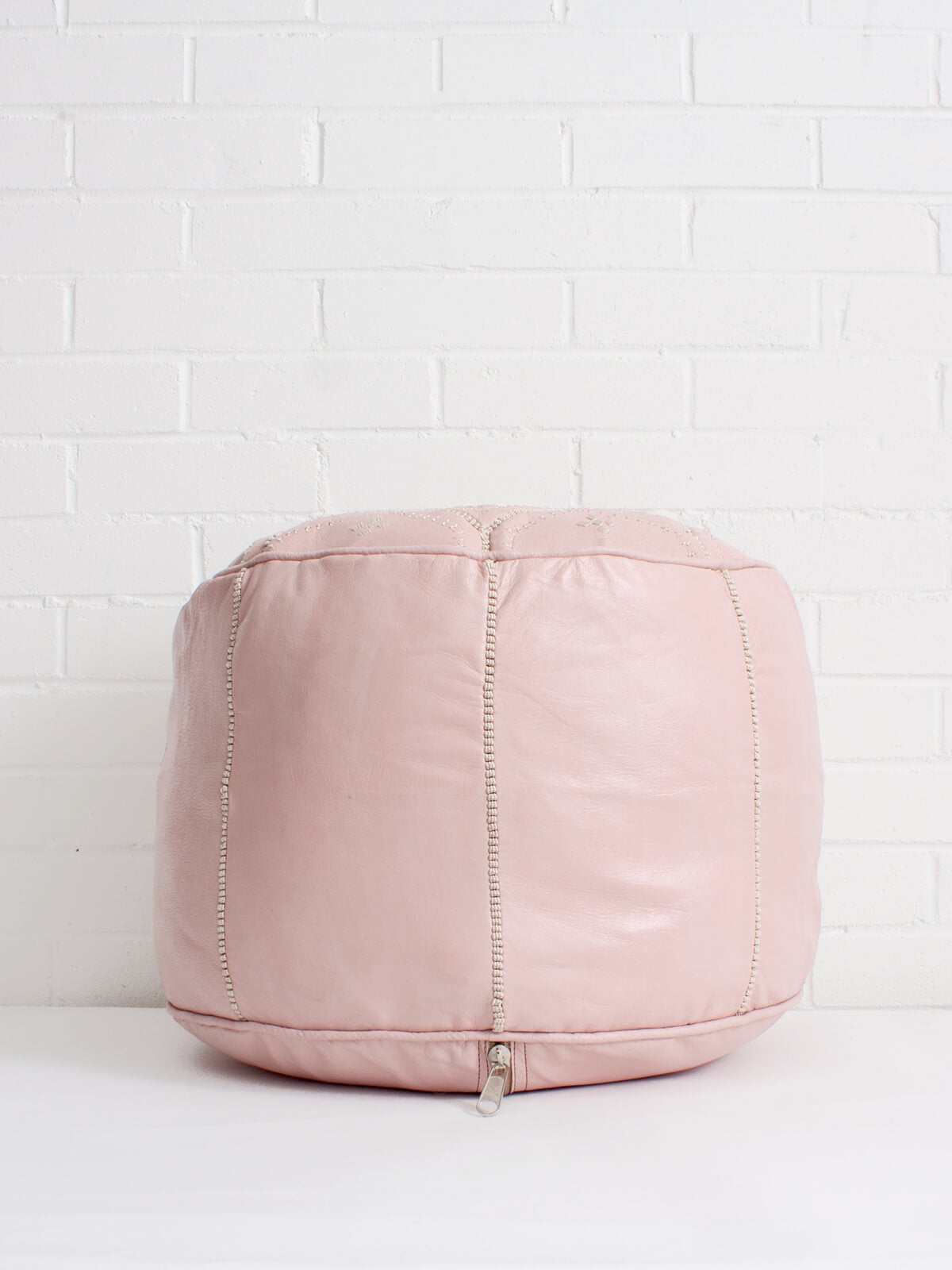 Handmade Moroccan Leather Pouffe Ottoman - Soft Pink Footstool for Living Room, Bedroom & Nursery | Boho Chic Home Decor, Cozy Seating & Stylish Accent Piece