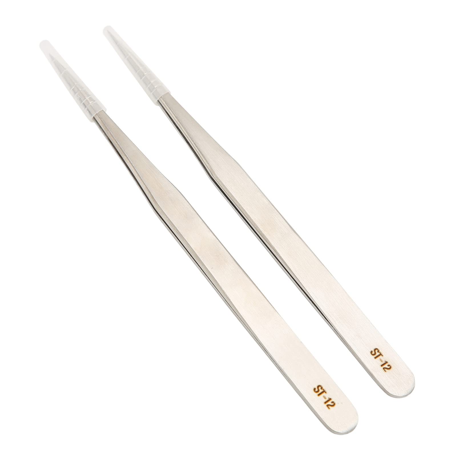 Precision Pointed Tweezers - Stainless Steel Slanted Tip Tweezers for Eyebrow Shaping, Splinter Removal & Electronics Repair - Professional Beauty & DIY Tool Kit Essential