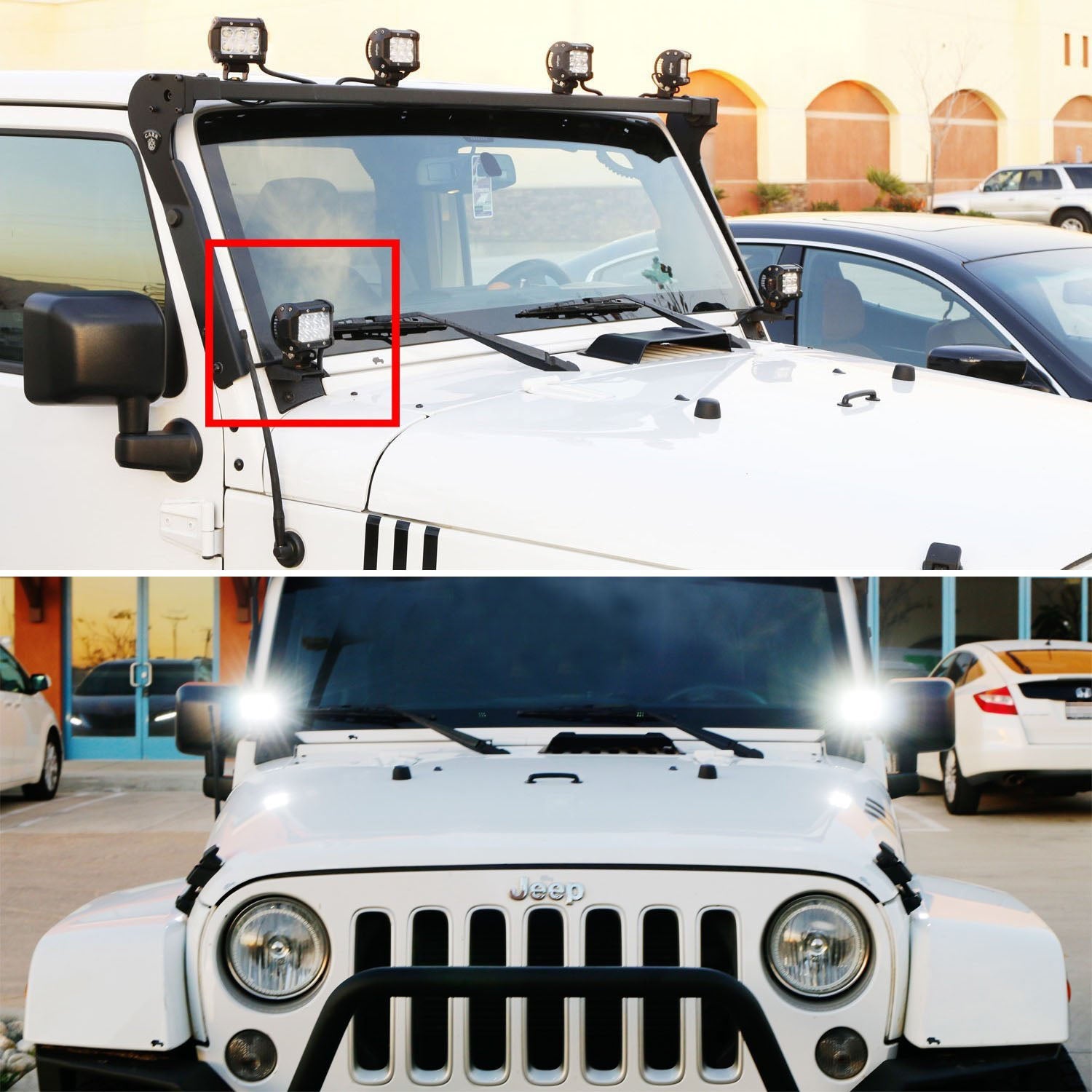 36W LED Pod Light with A-Pillar Mounting Bracket & Wiring Harness - Compatible with 2007-2017 Jeep Wrangler JK - Off-Road, Trail, Night Driving Lighting Upgrade