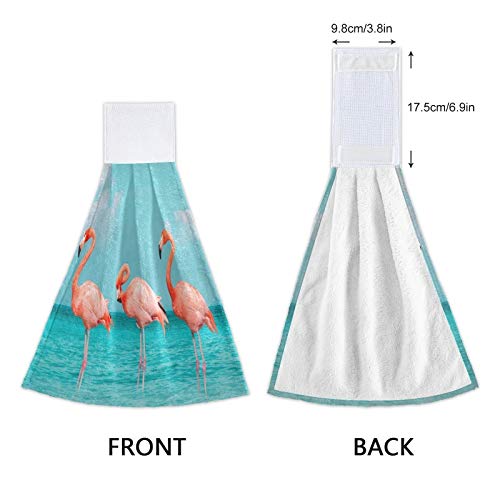 2 Pack Flamingo Hand Towels - Soft Absorbent Kitchen & Bath Towels for Bathroom, Beach, Laundry Room - Cute Summer Beach Decor, Farmhouse Gift Idea, Perfect for Coastal Themed Homes & Vacation Rentals