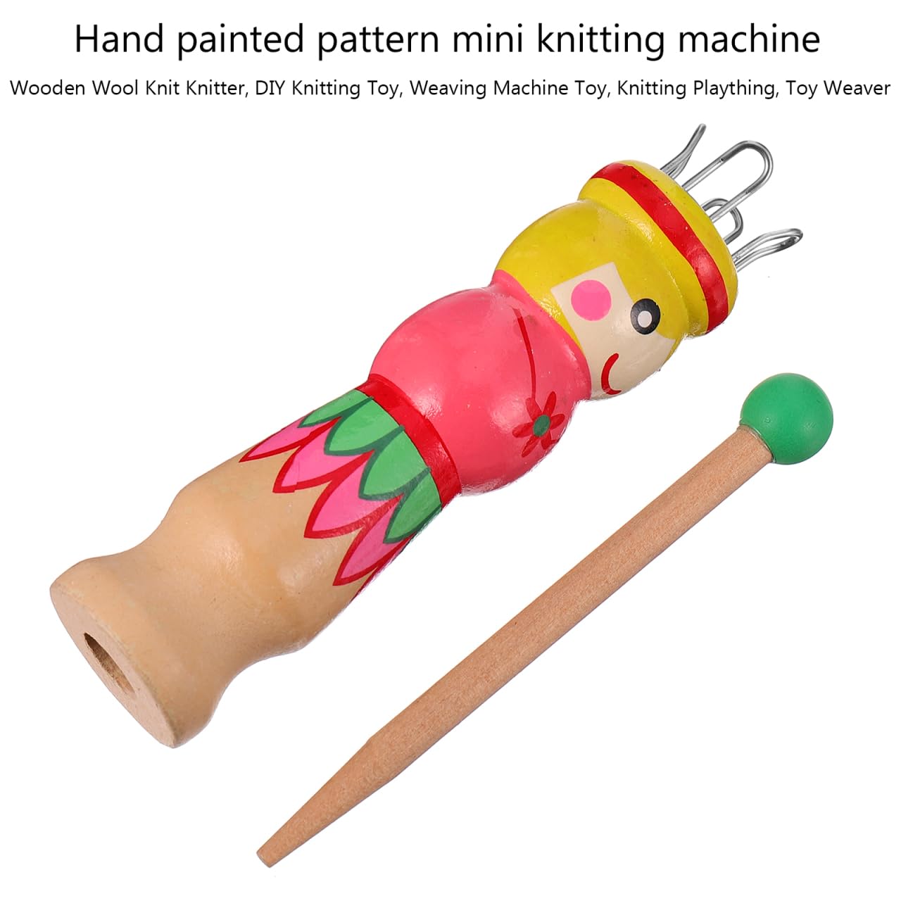 Wooden French Knitter Spool with Needle - Handmade Knitting Tool for Yarn Crafts, DIY Doll Making & Creative Projects - Perfect for Beginners & Knitting Enthusiasts