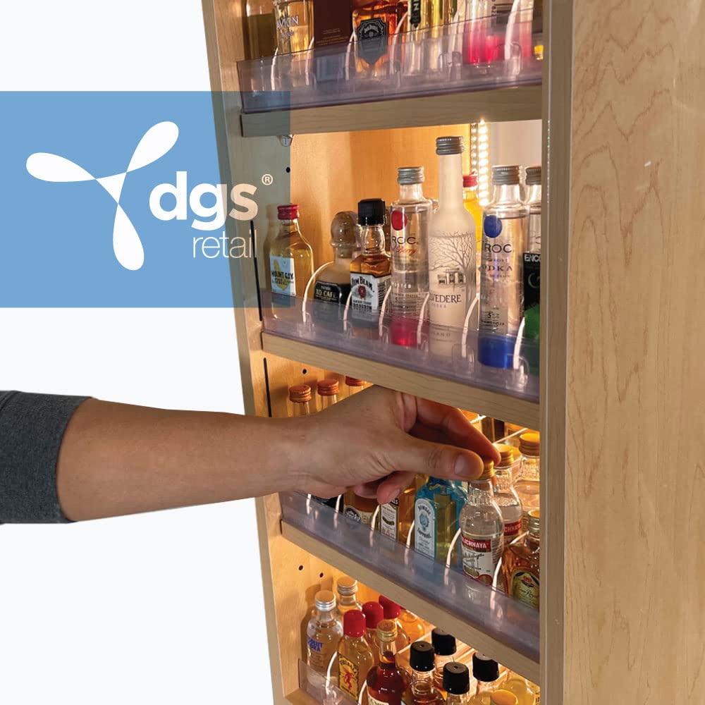 Commercial LED Lighted Retail Display for 50ml Mini Liquor Bottles - Oak Woodgrain MDF Countertop Showcase for Airplane Shots & Alcohol Nips - Perfect for Bars, Liquor Stores & C-Stores