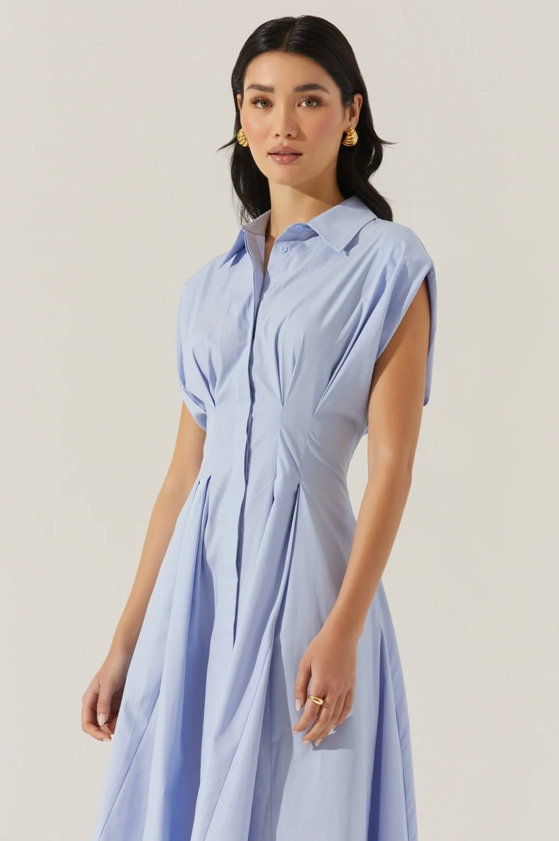 Beckett Tapered Waist Pleated Dress for Women - Elegant A-Line Midi Dress with Flowy Skirt | Perfect for Office, Wedding & Special Occasions