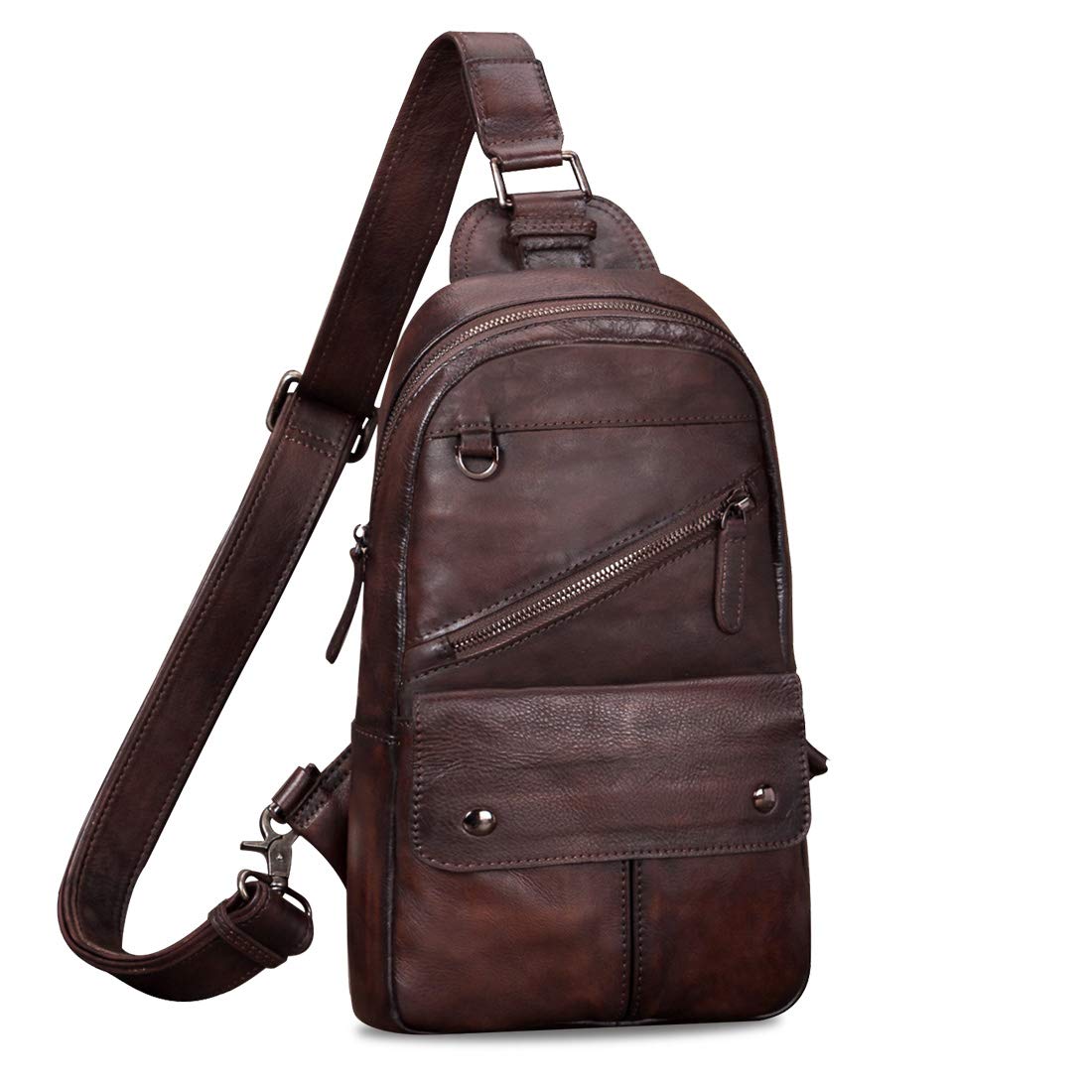 Genuine Leather Sling Bag for Men & Women - Vintage Handmade Crossbody Chest Backpack Purse | Perfect for Travel, Hiking & Everyday Use
