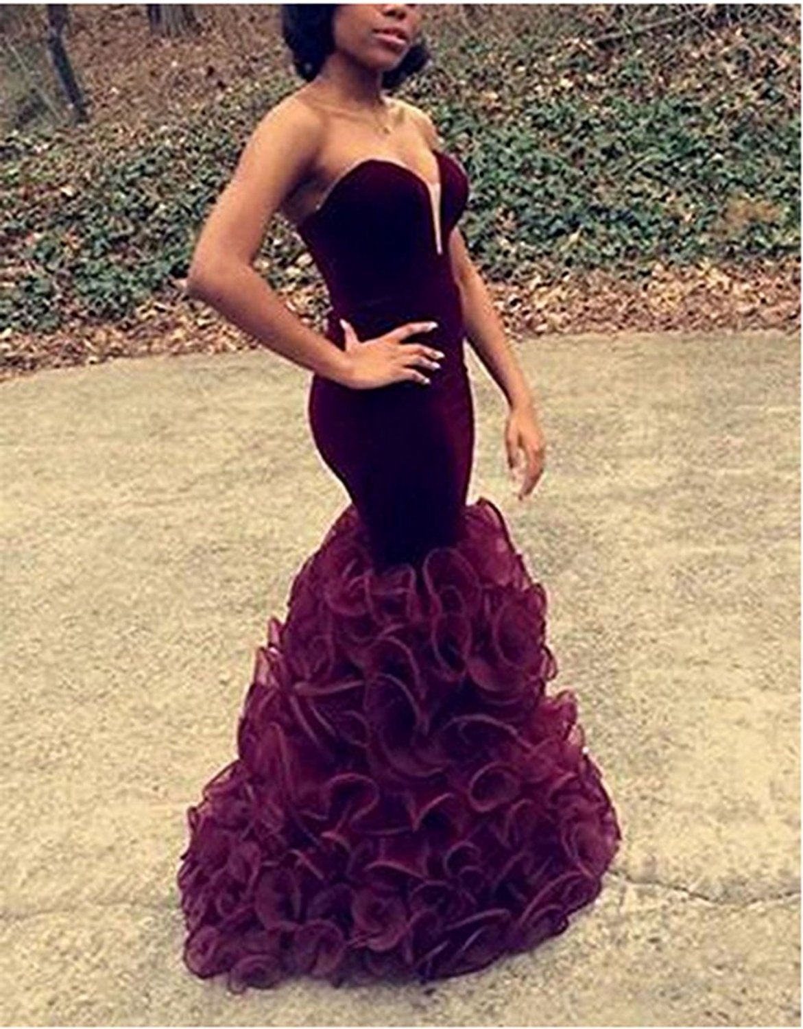 Elegant Velvet Mermaid Prom Dresses | Formal Evening Gowns for Weddings & Special Occasions | Organza Fabric with Flowy 187 Design | Perfect for Homecoming, Galas & Black Tie Events
