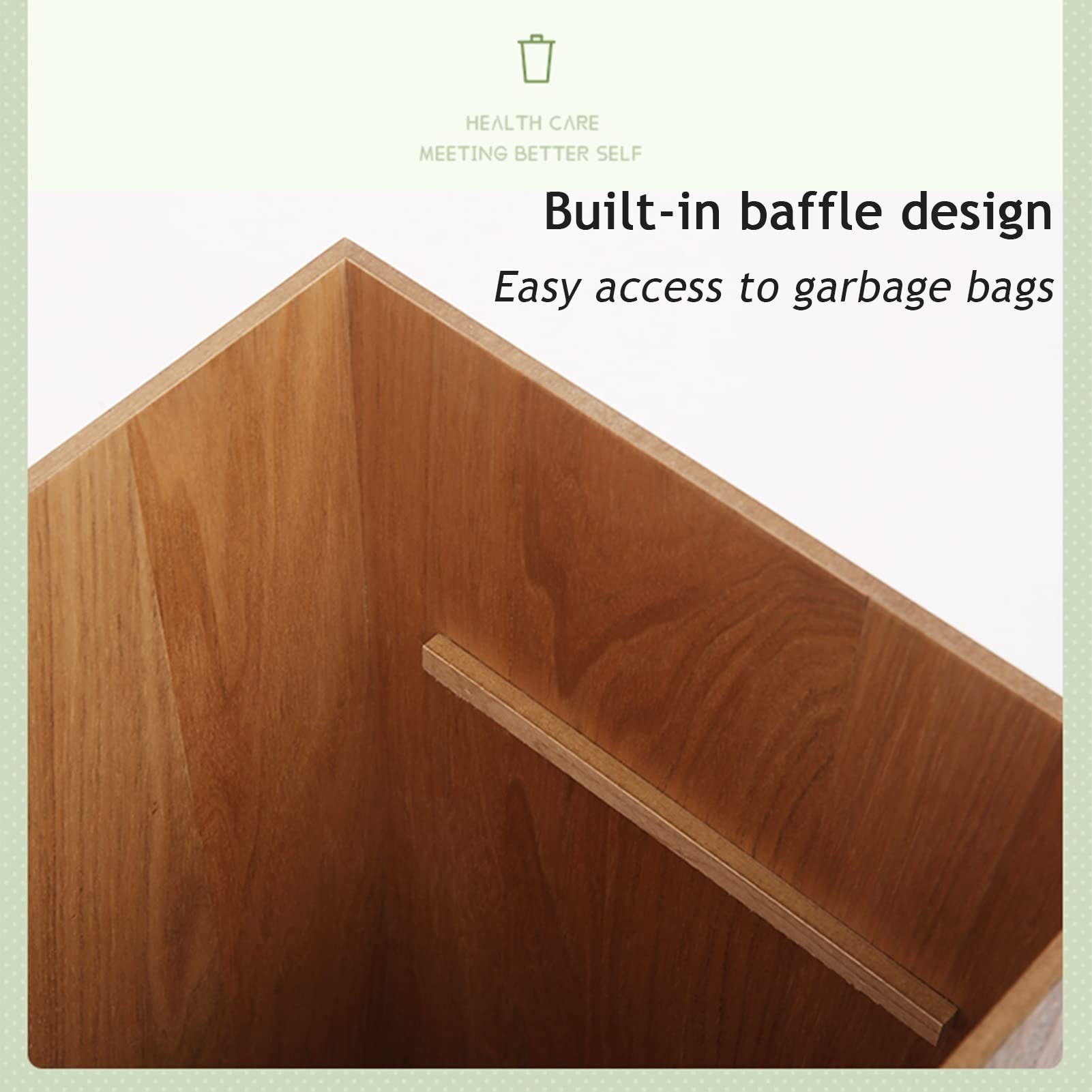 Nordic Style Large Wooden Trash Can with Flip Lid - Square Storage Bin for Living Room, Bedroom, Kitchen & Office - Eco-Friendly Walnut Waste Paper Basket | Perfect for Home, Commercial Spaces & Creative Storage Solutions