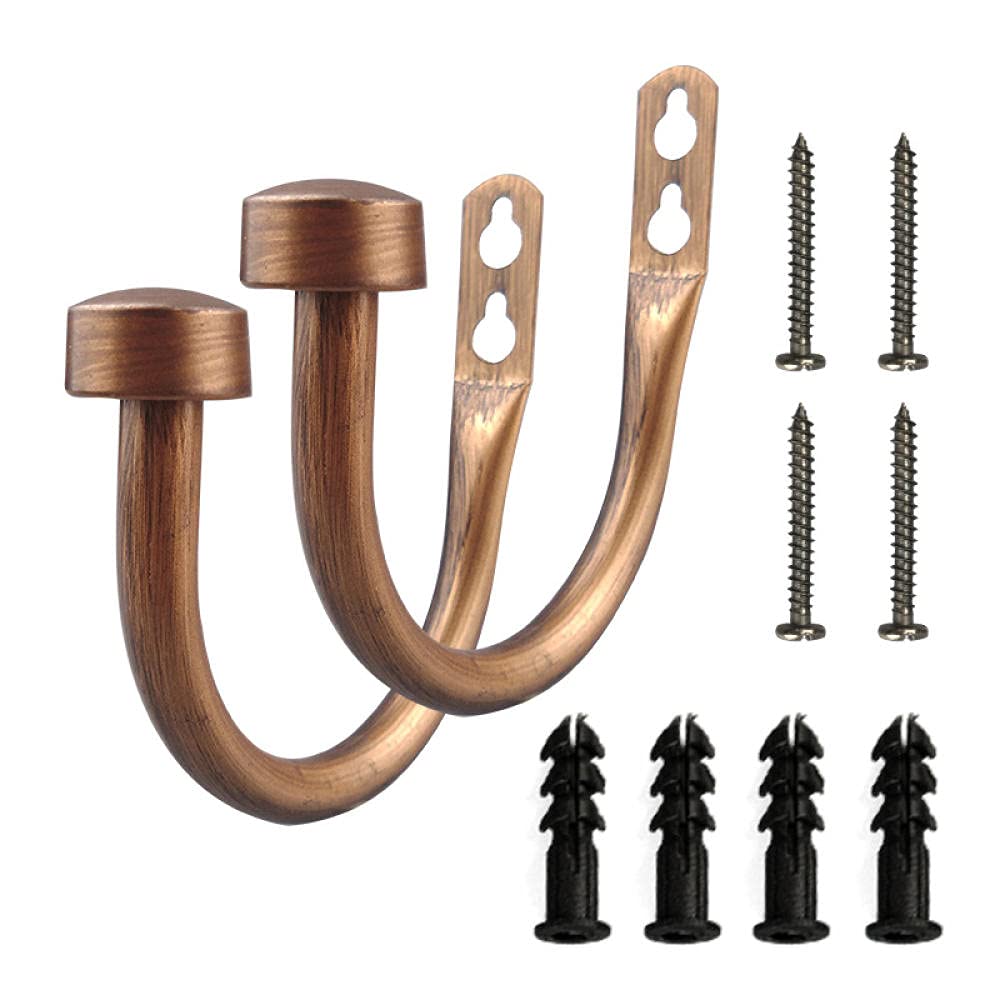 AAPOY Bronze U-Shaped Curtain Tieback Hooks 2Pcs - for Living Room & Bedroom