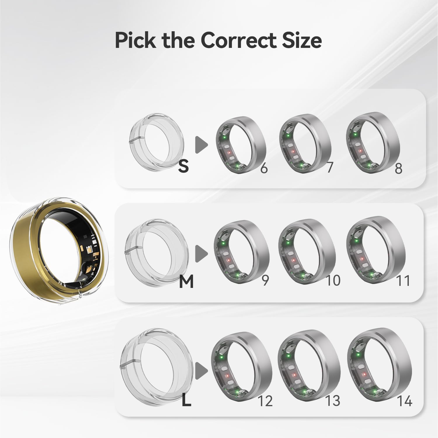 Ultra-Thin Transparent Silicone Ring Protector for Smart Rings - Compatible with Most Smart Rings, Size L Fits 12/13/14 - Perfect for Fitness Tracking, Outdoor Camping & Daily Wear